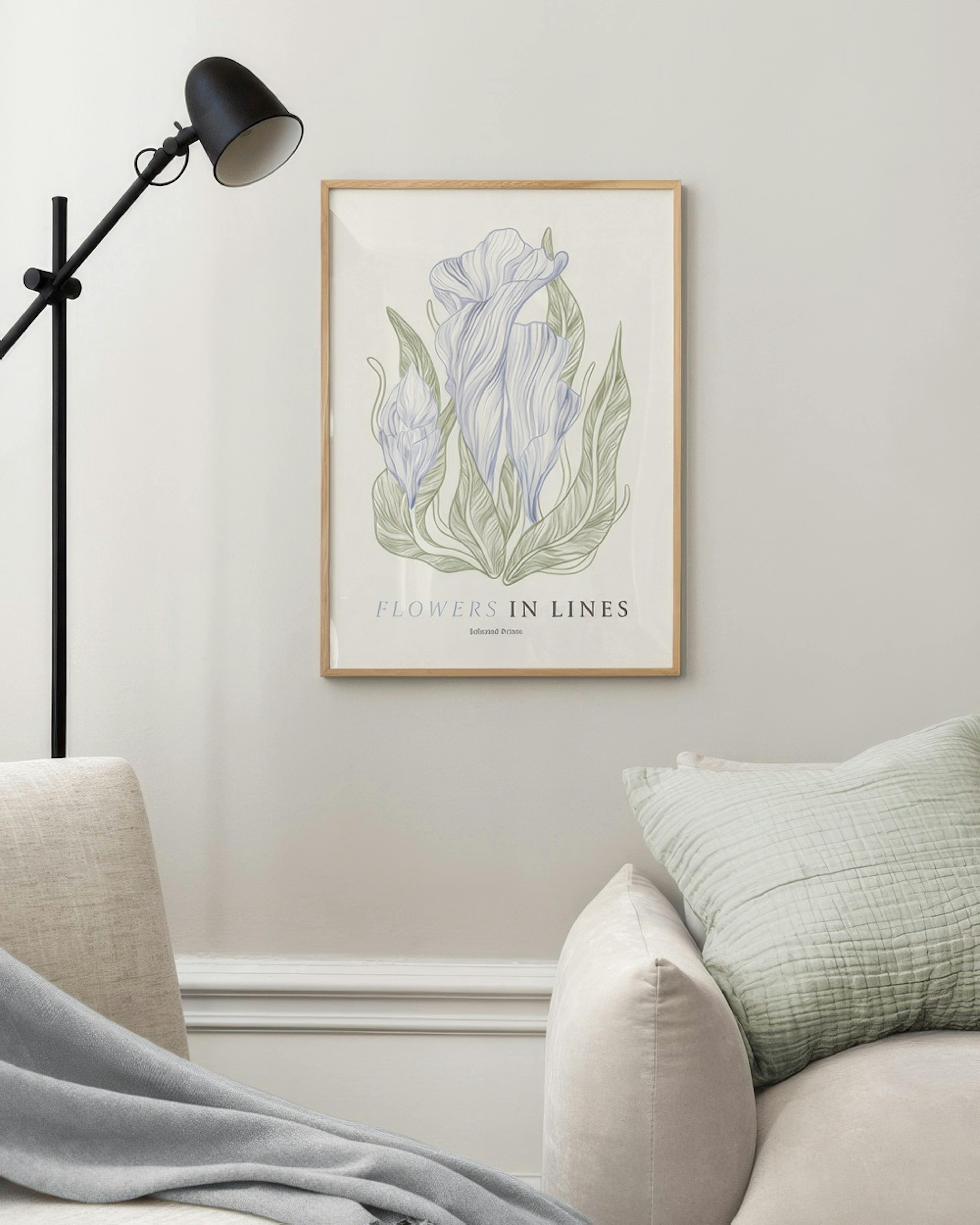 Flowers in Lines No1 Print