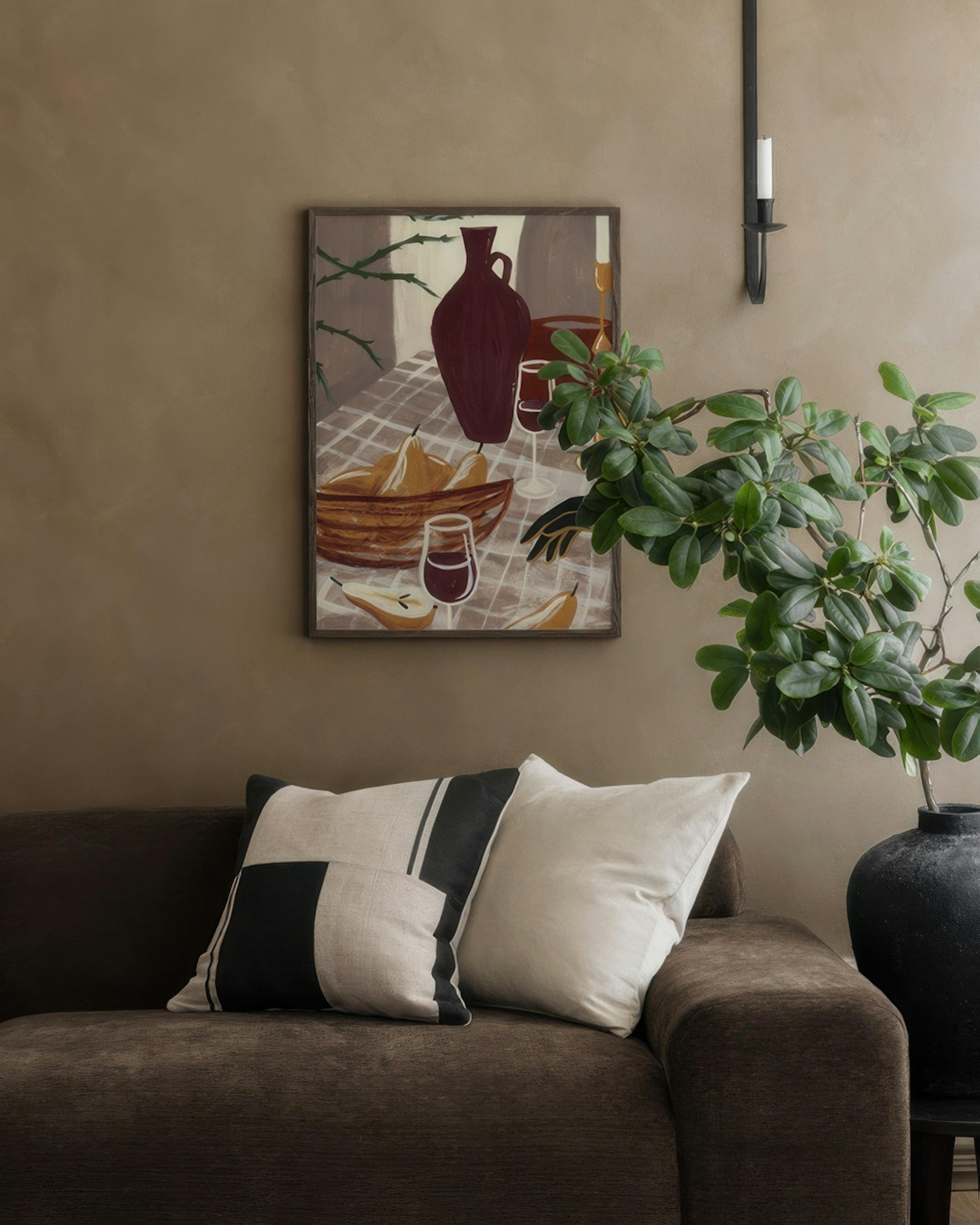 Wine & Pear Still Life Print