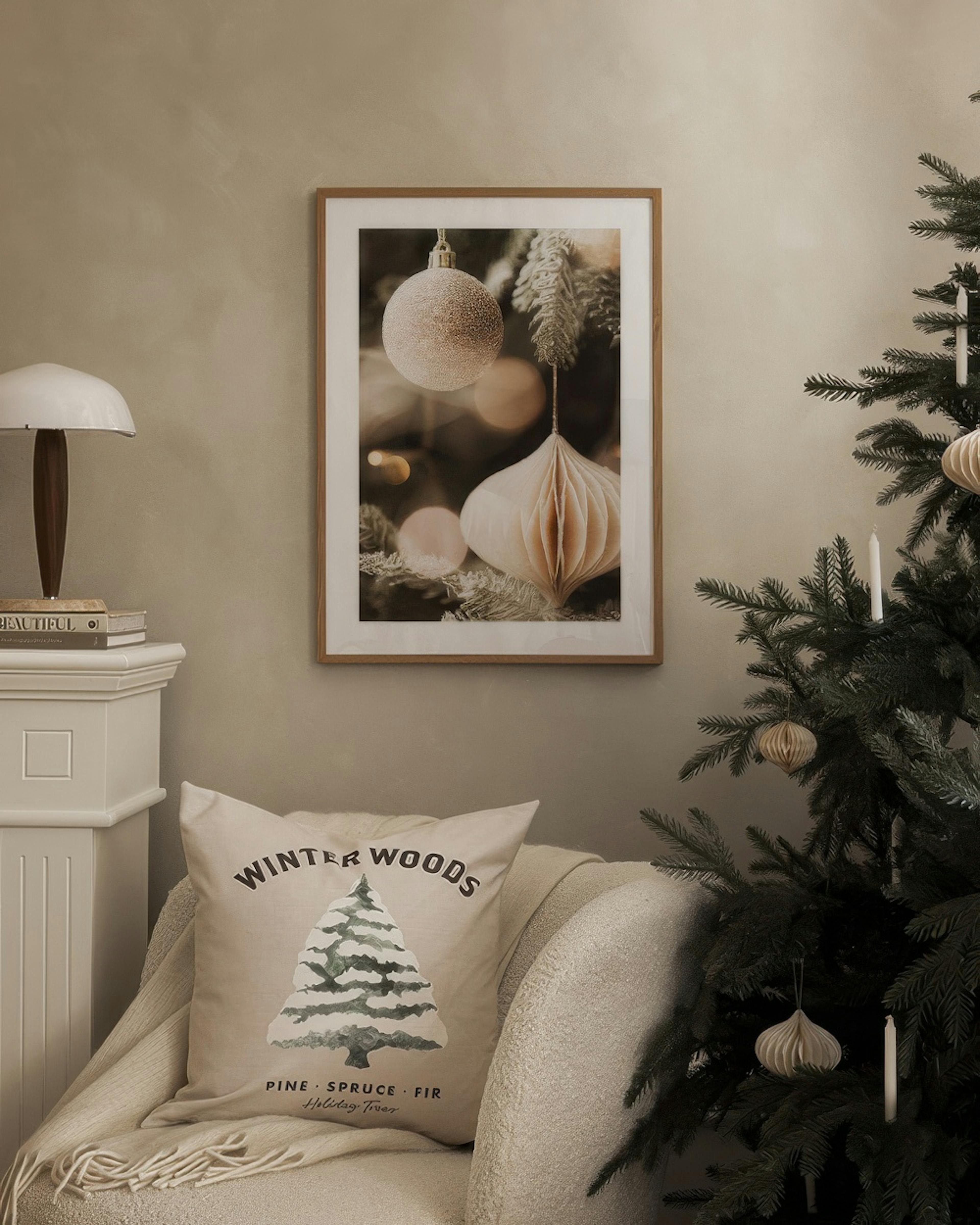 White Ornaments Print
