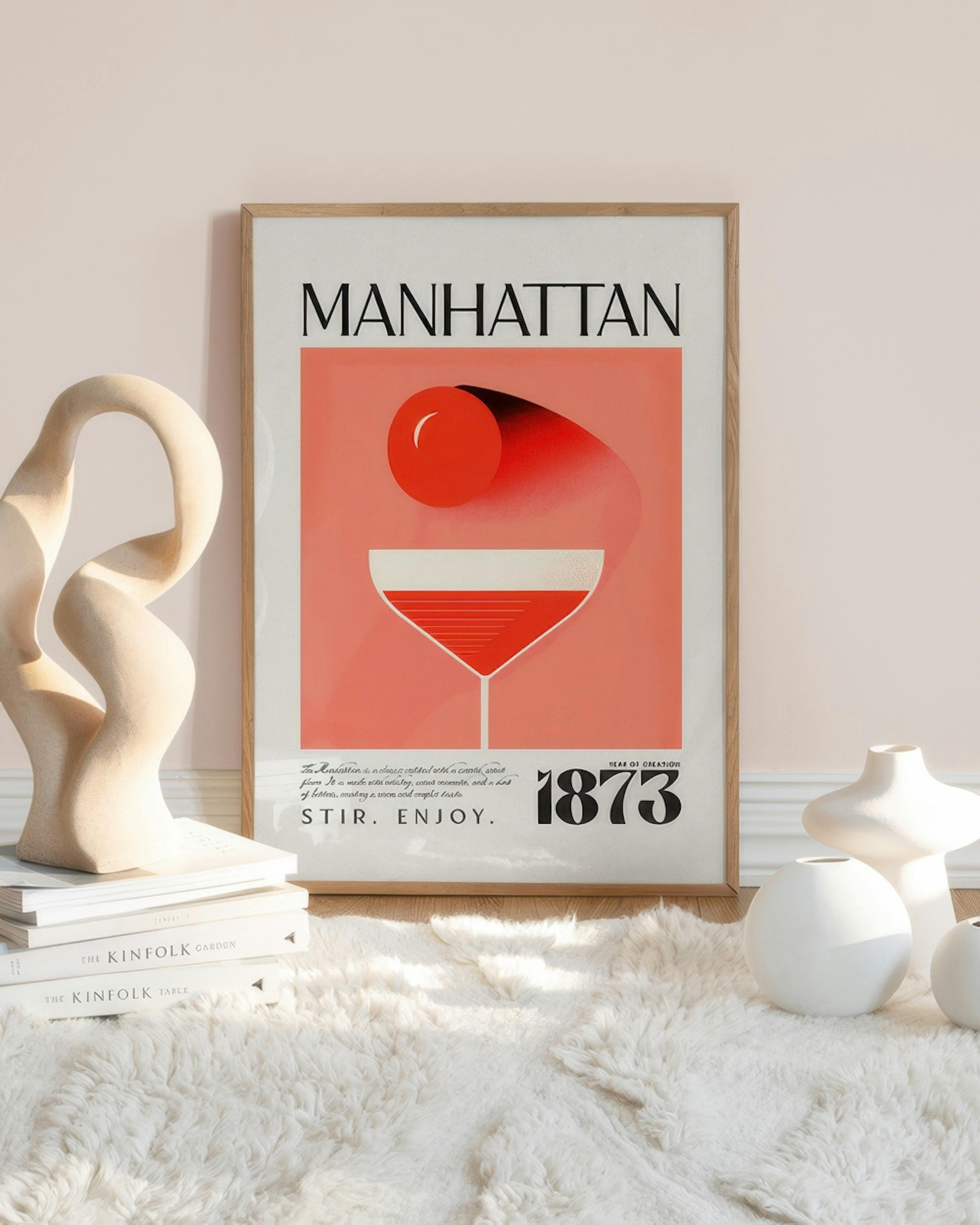 Vintage Manhattan Classic Recipe Poster
