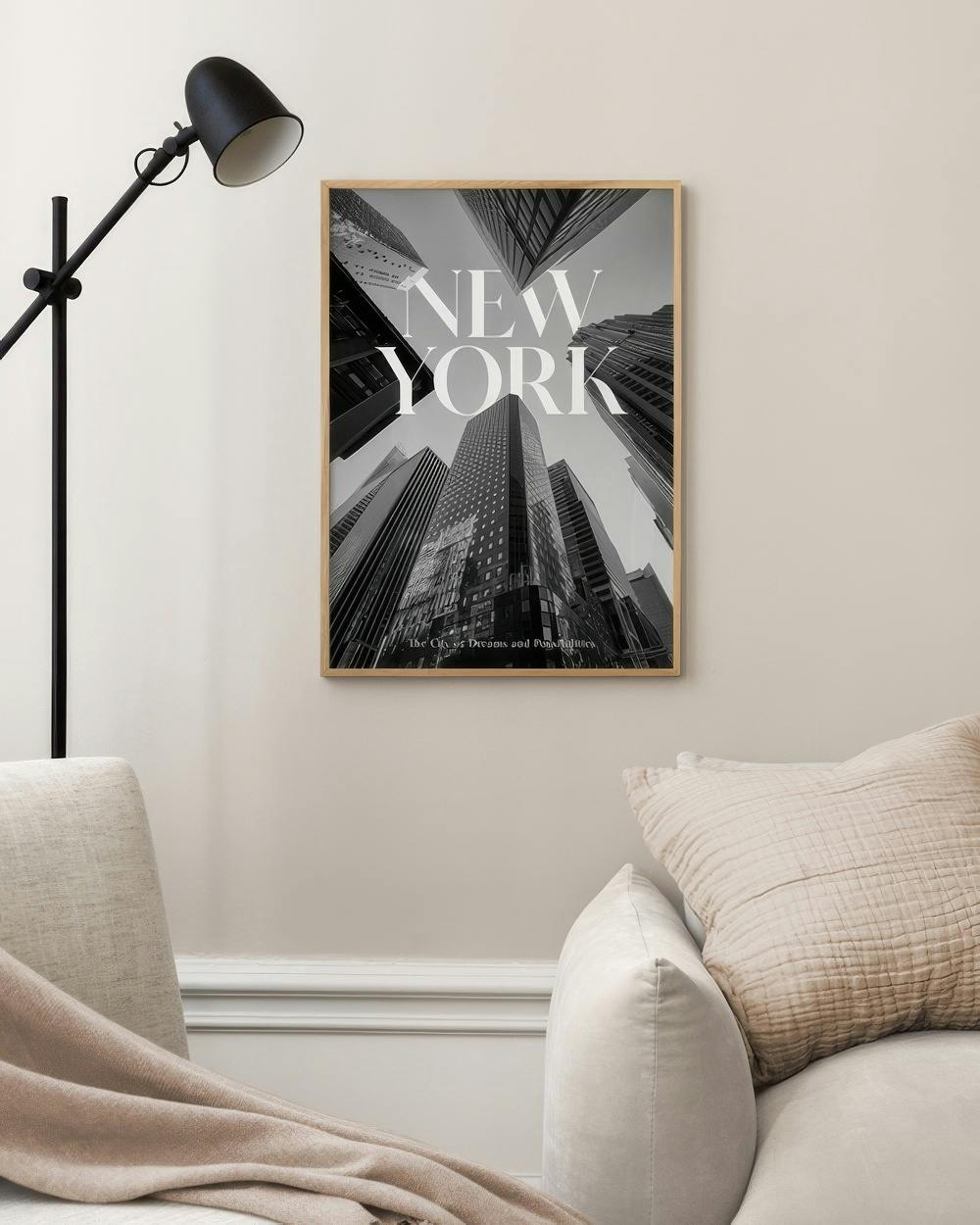 New York Sky Print – Monochrome City Poster Desenio