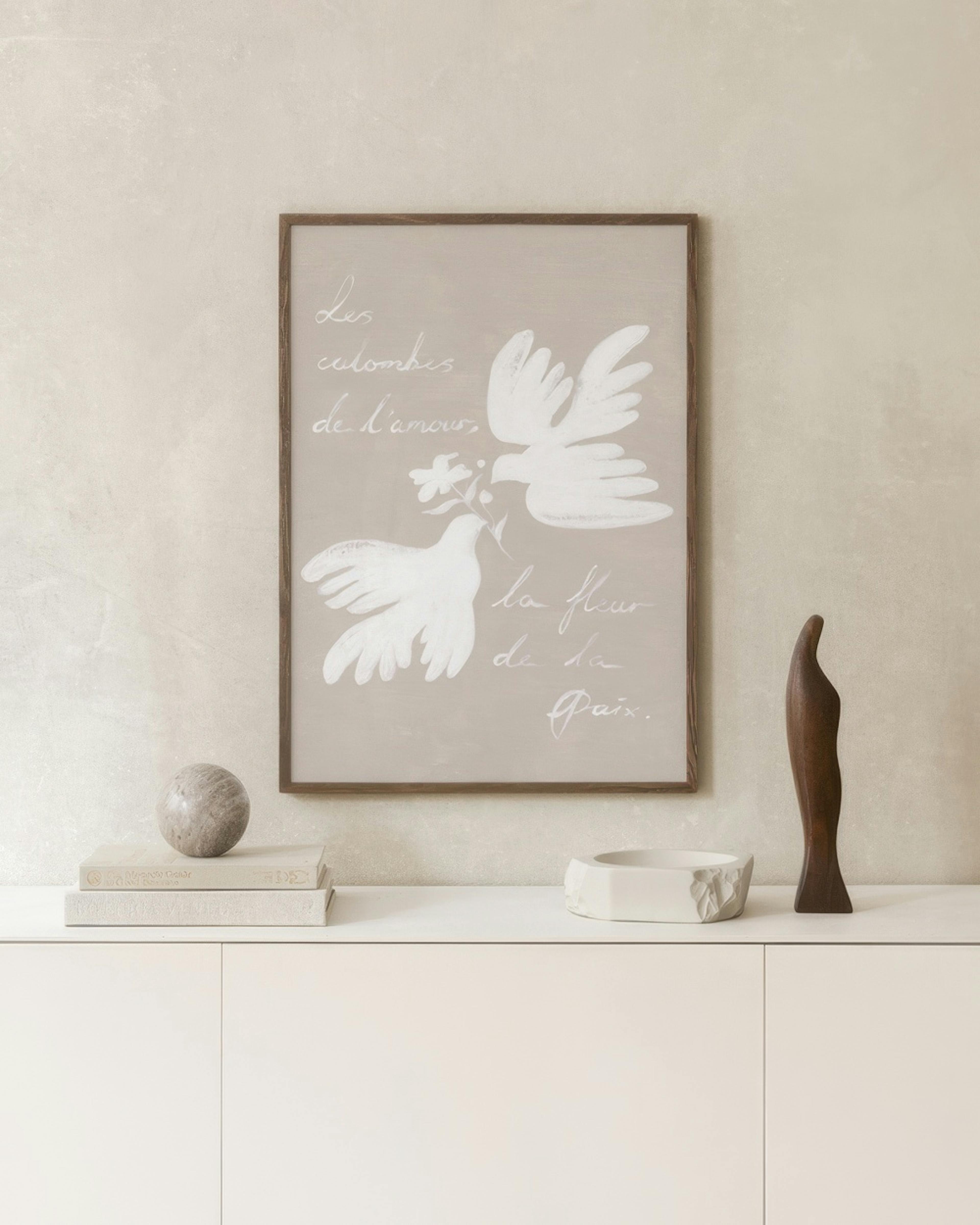 Doves of Love, Flower of Peace Print