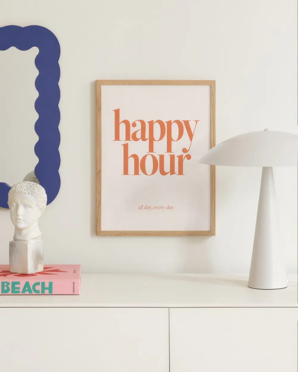 Desenio 'Think Happy Thoughts' Gold Typography Poster