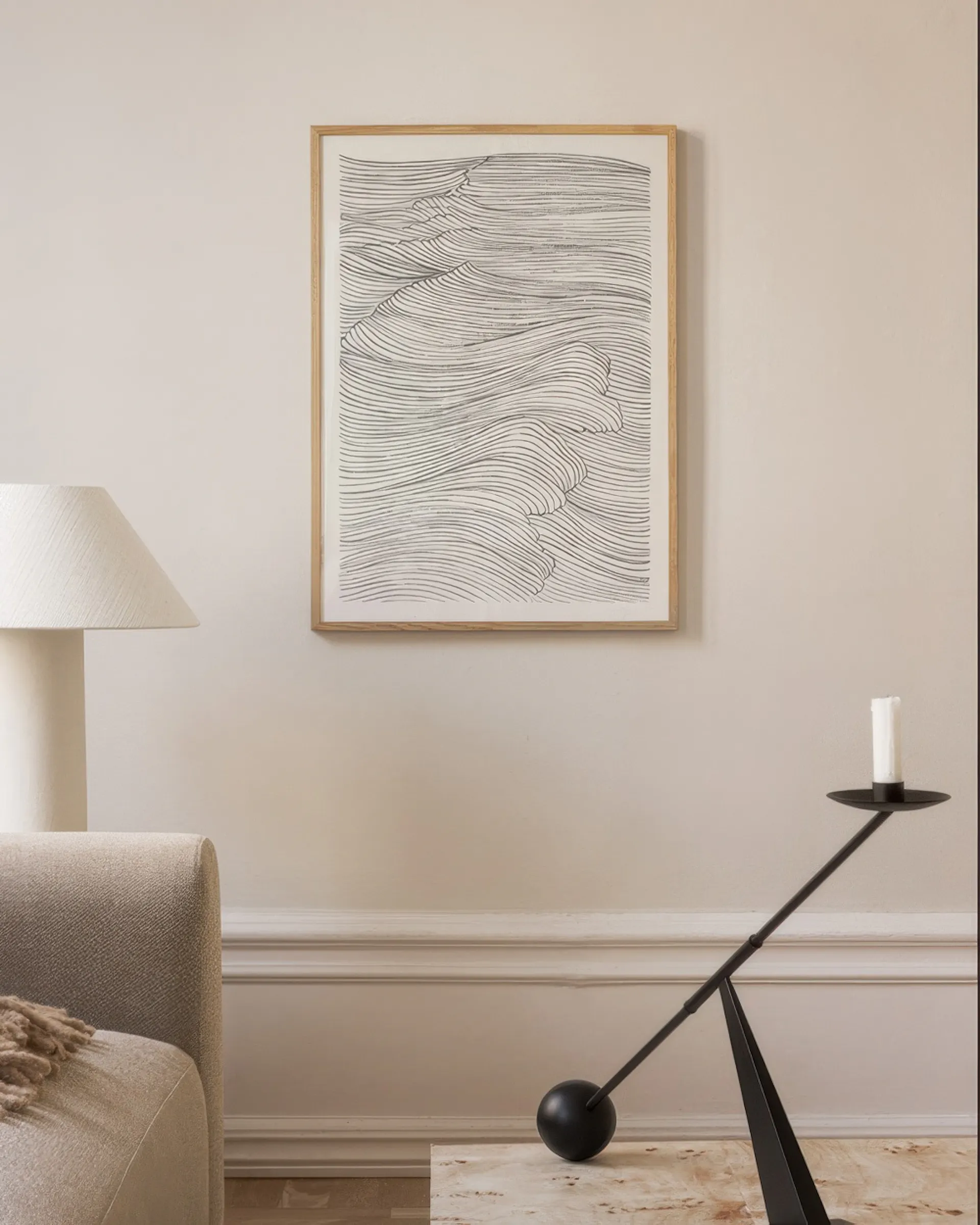 Waves in Line Print – Minimalist Ocean Line Art Poster | Desenio UK