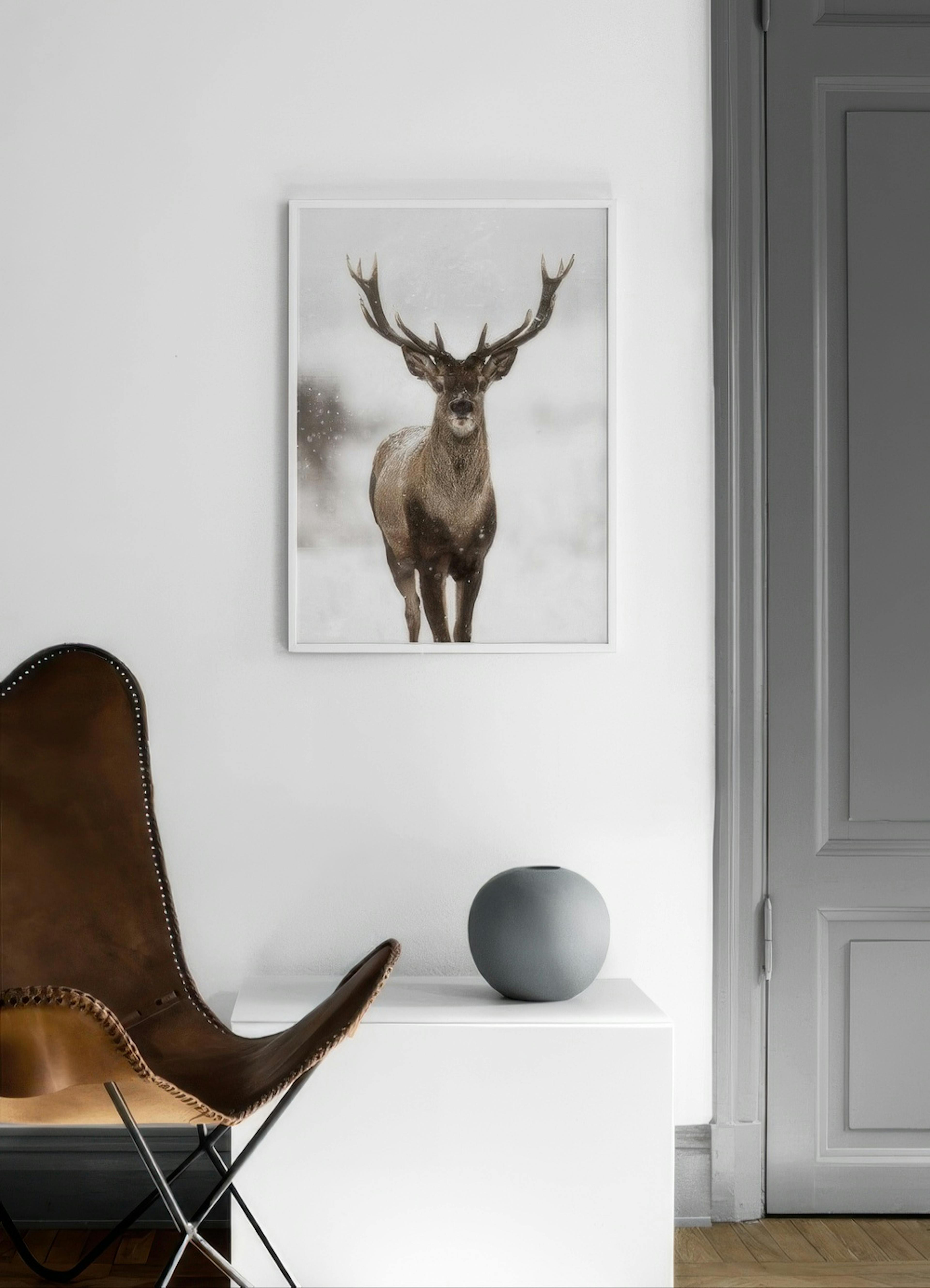 Deer Winter Landscape Affiche
