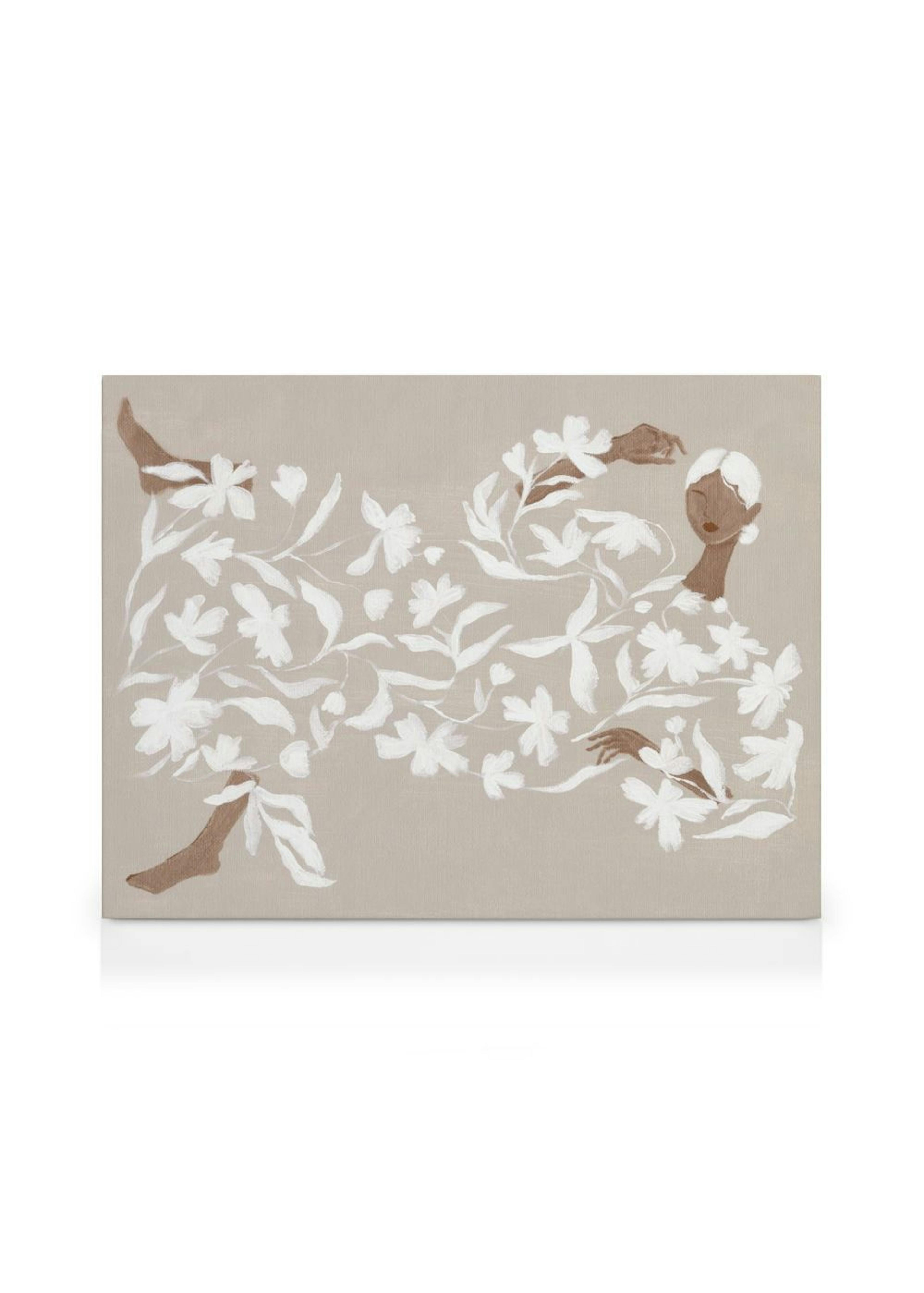 Lady in White Floral Dress Καμβάς