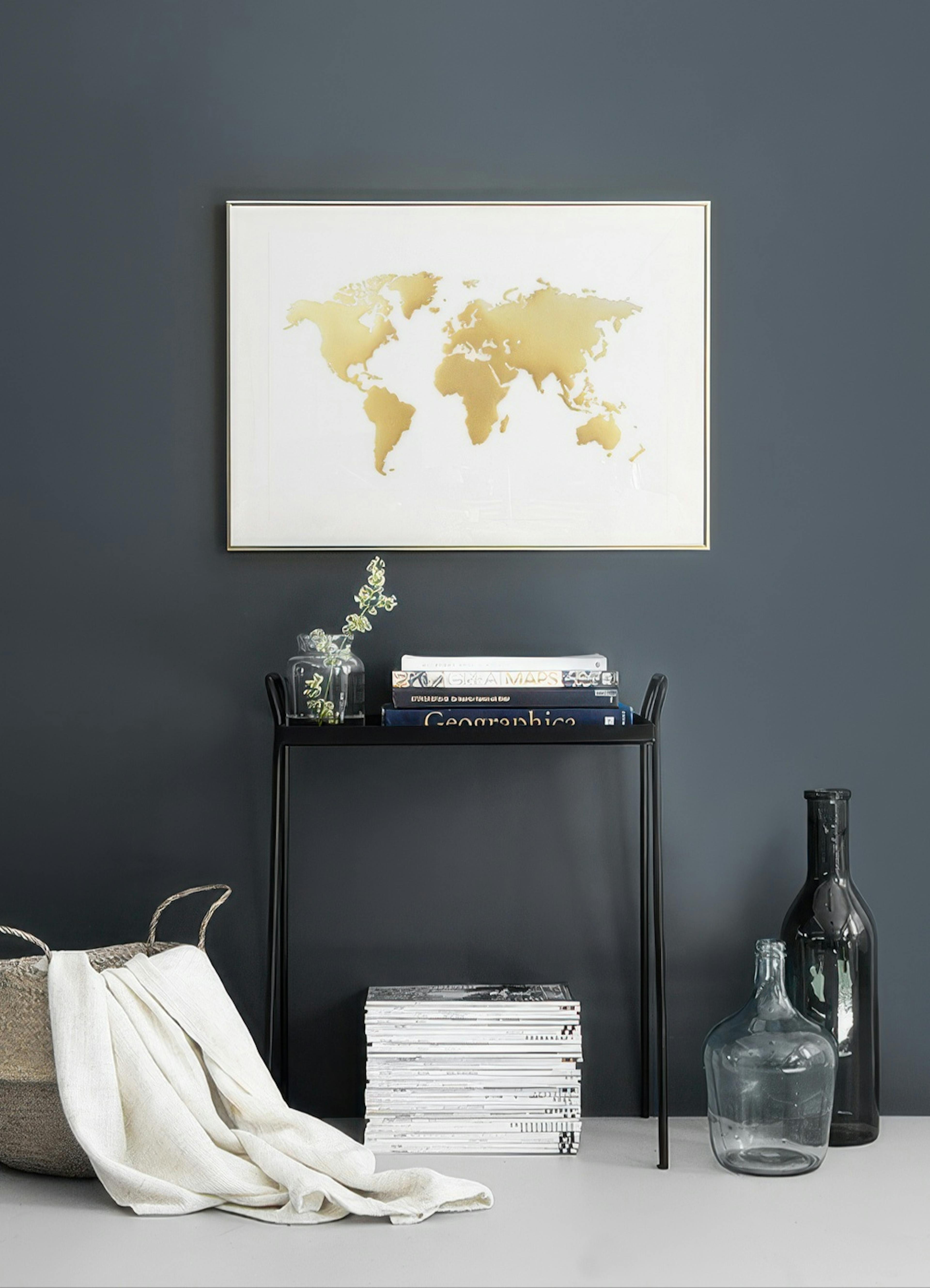 World Map Print, Gold