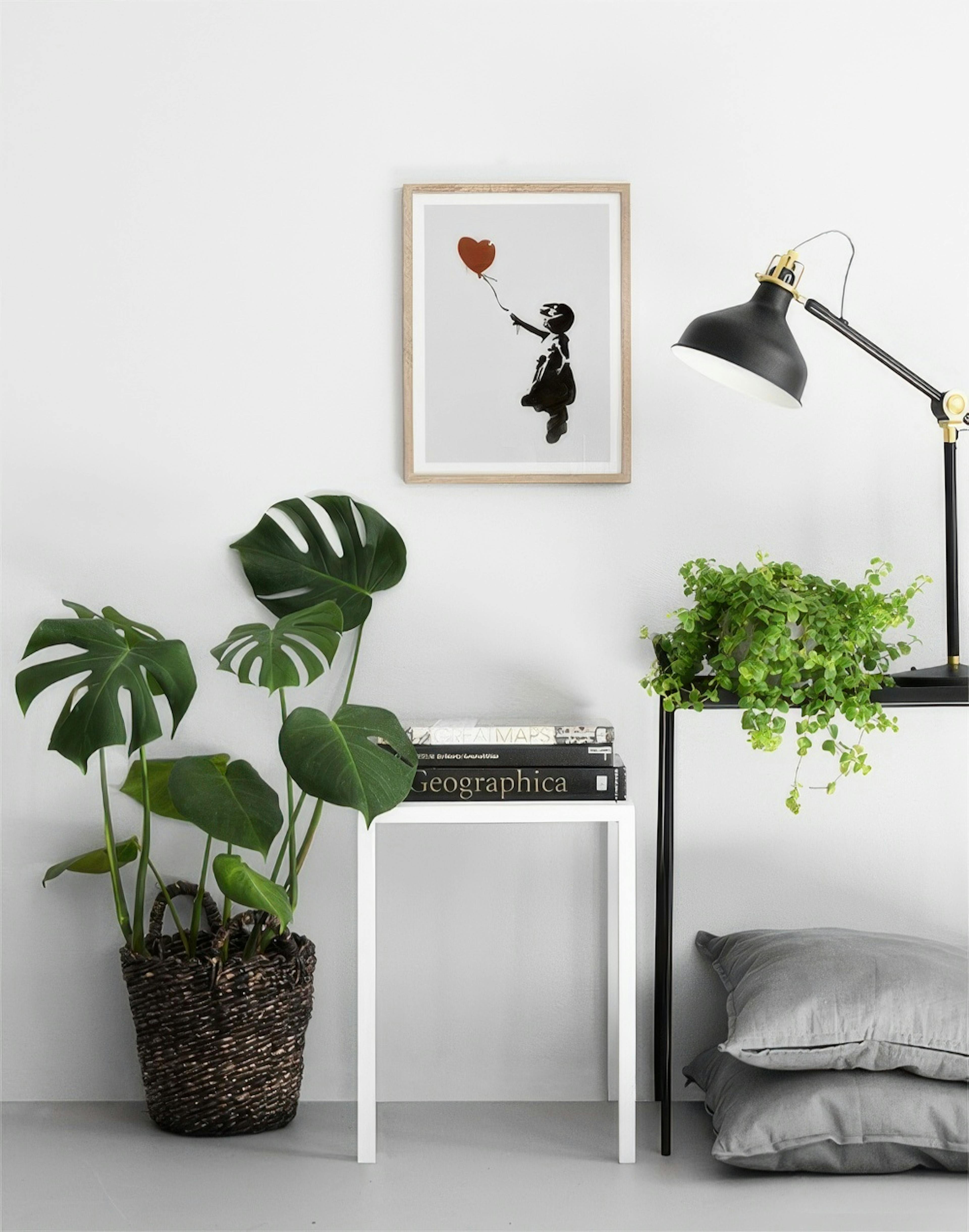 Girl With Love Balloon Grey, Poster