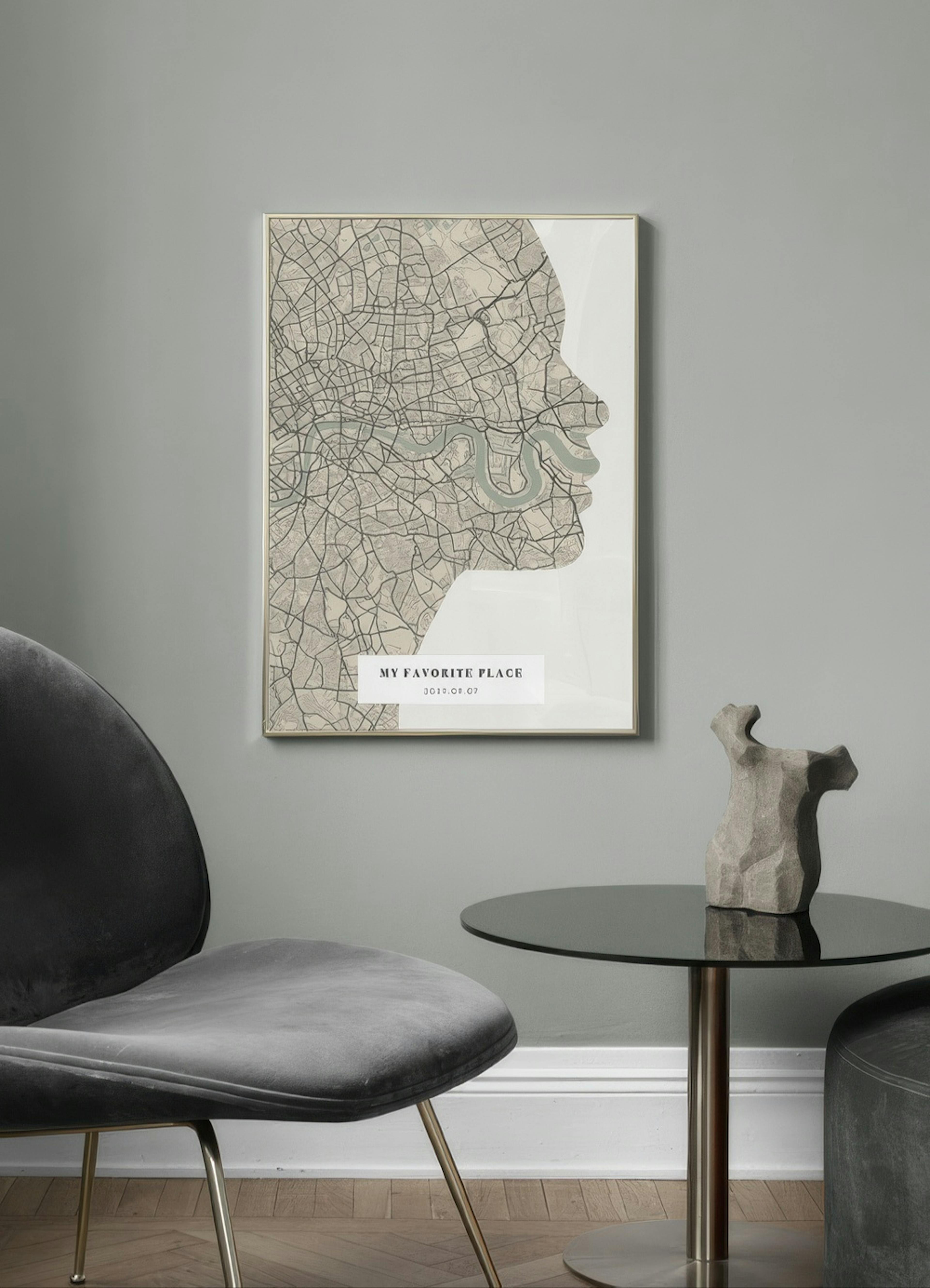 Silhouette Map Vintage Green Personal Plakat