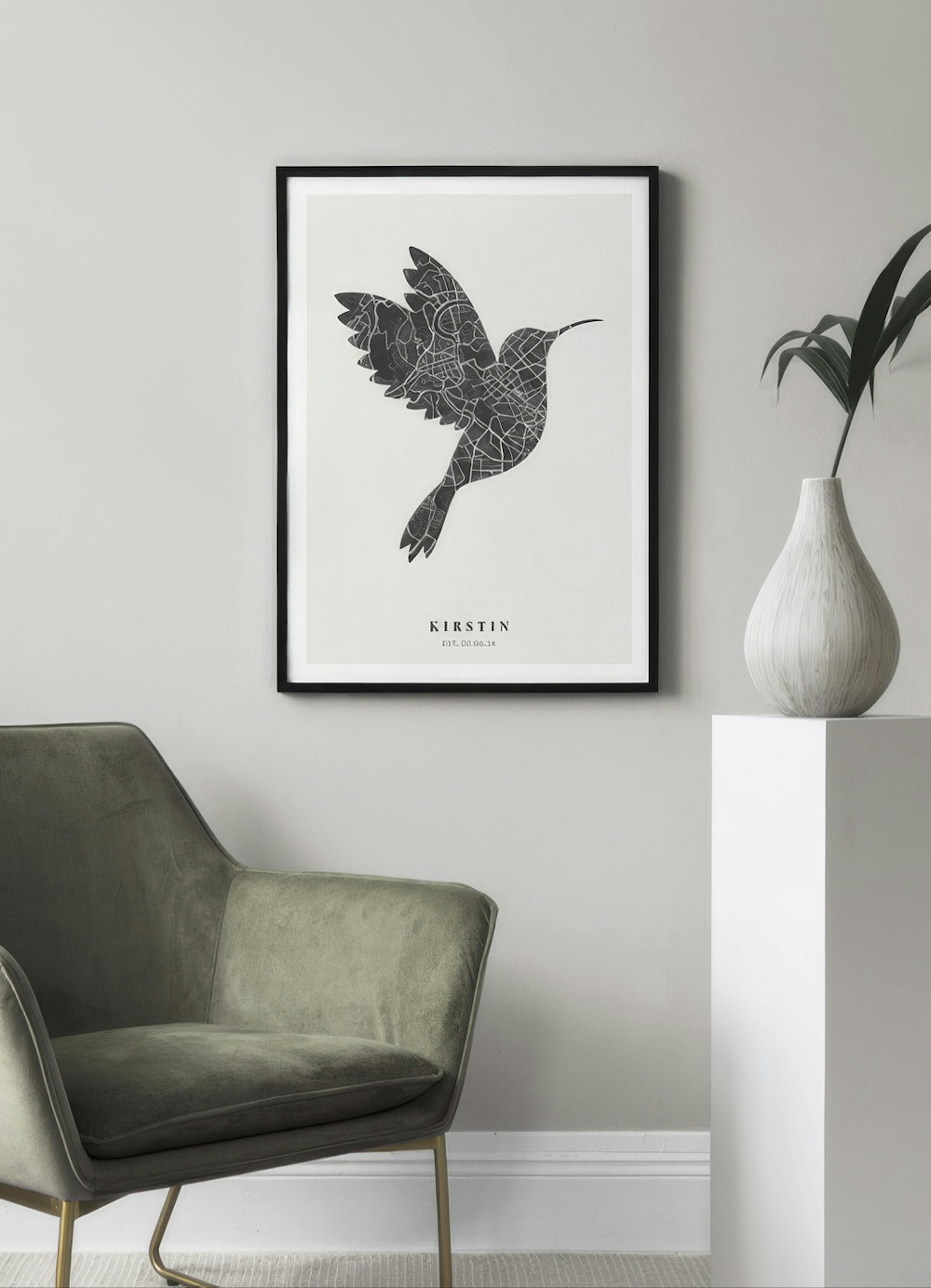 Bird Map Night Personal Affiche