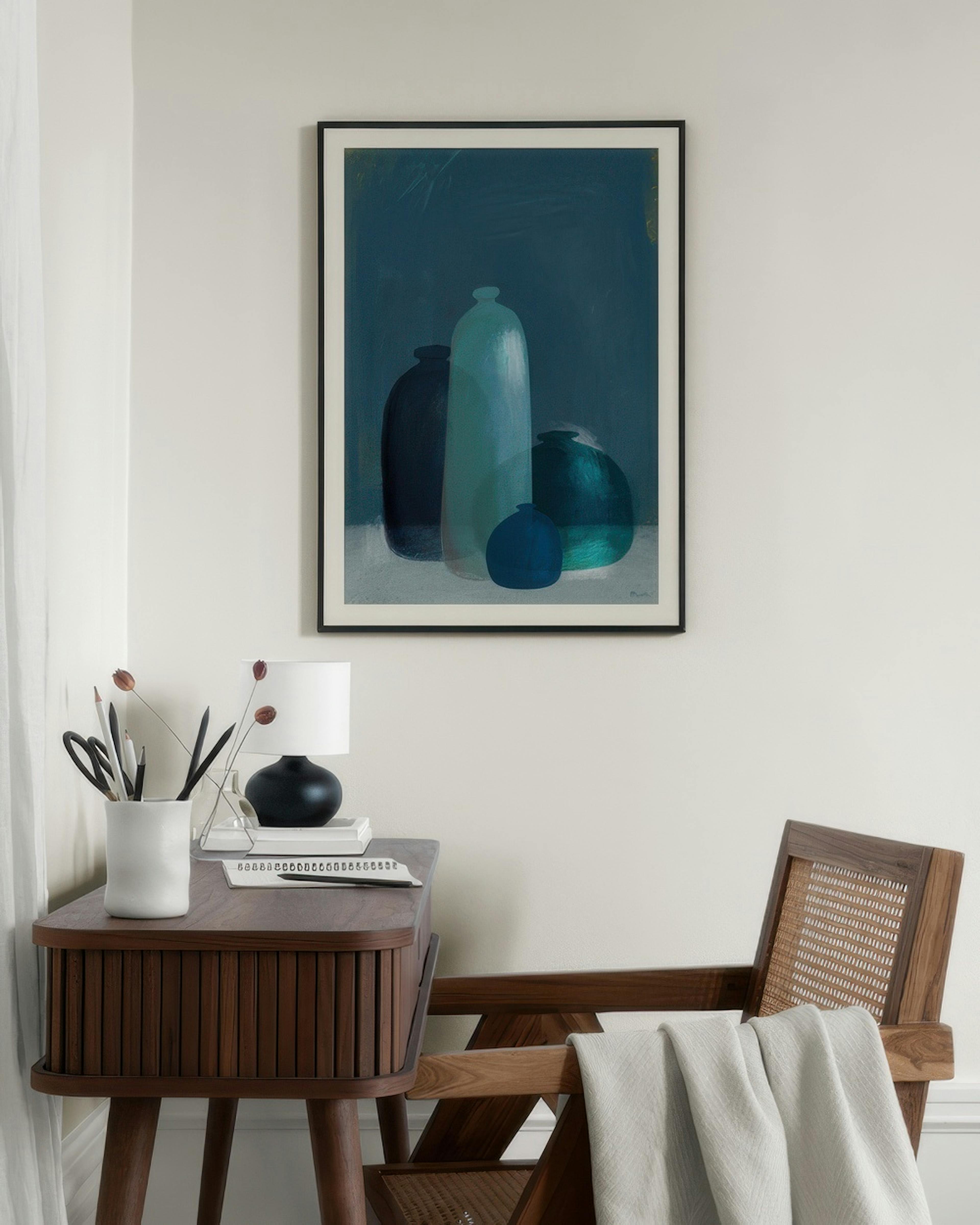Marco Marella - Still Life with Blue Glass Vases Plakat