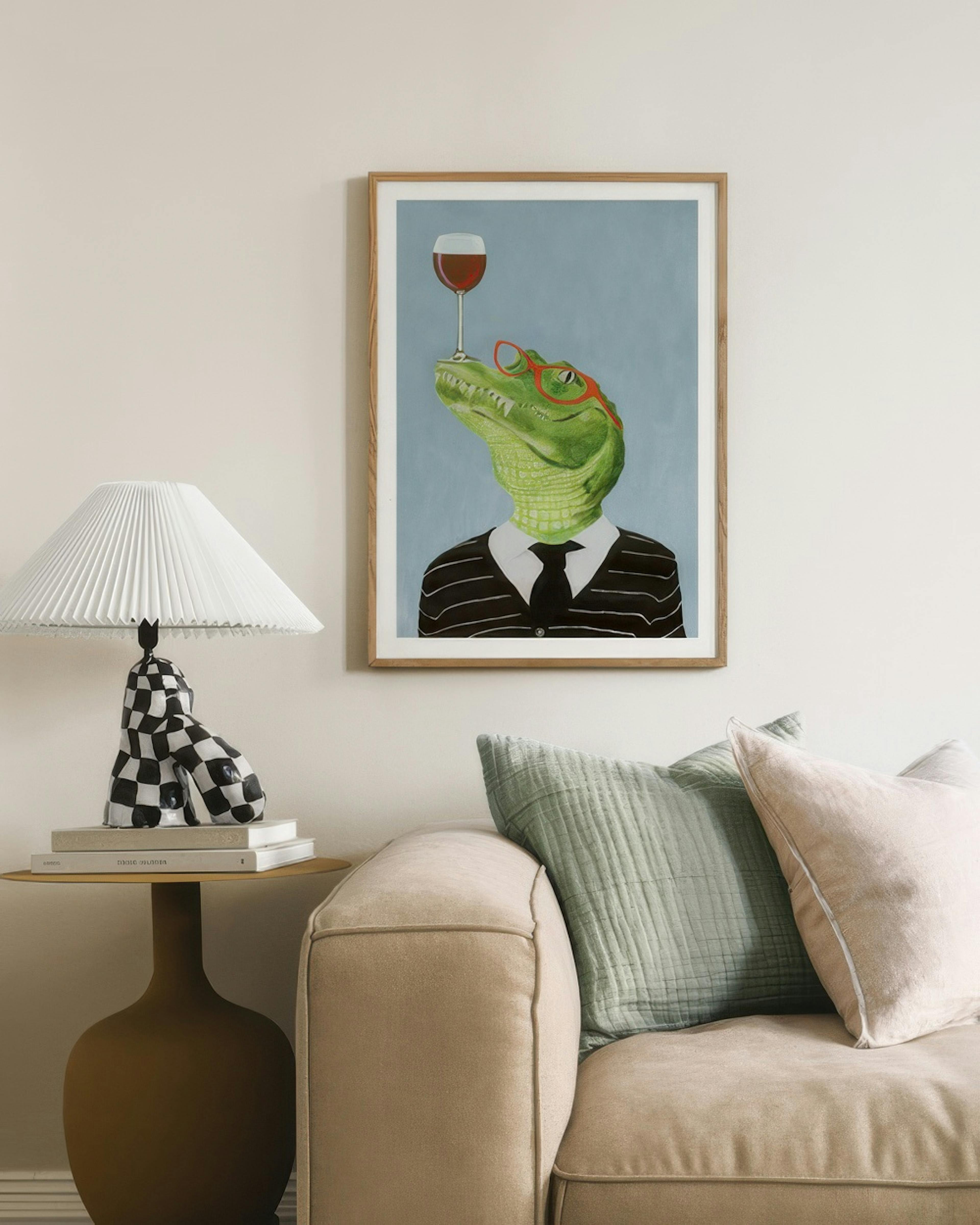 Coco De Paris - Alligator with Wine Glass Print