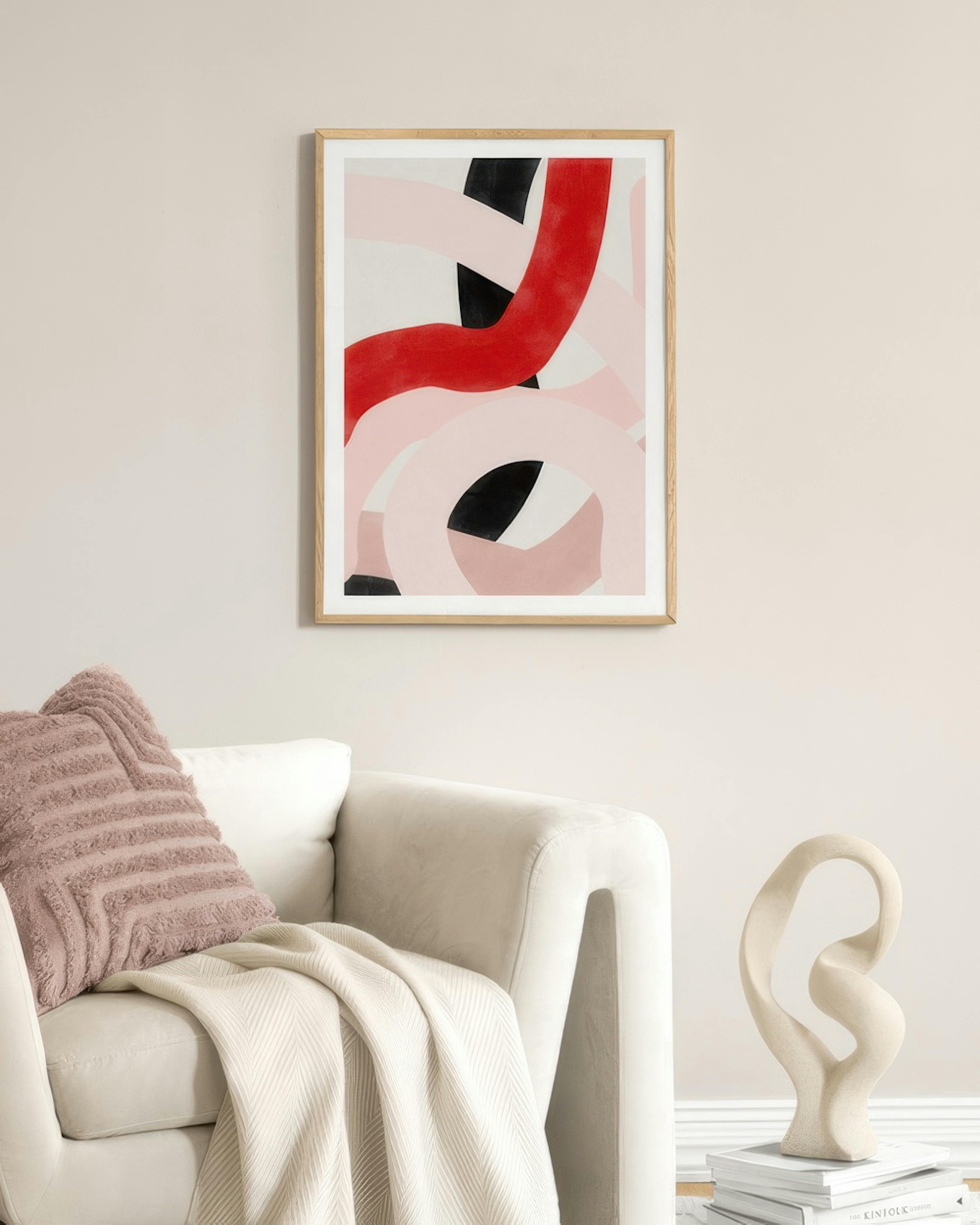 The Print Republic - Red & Pink Abstract Shapes Print