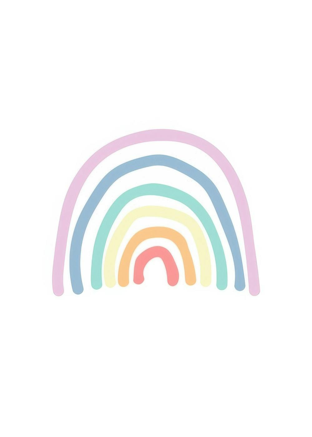Affiche de style typographie enfantine avec un arc-en-ciel aux couleurs pastel sur fond blanc, idéal pour chambre denfant