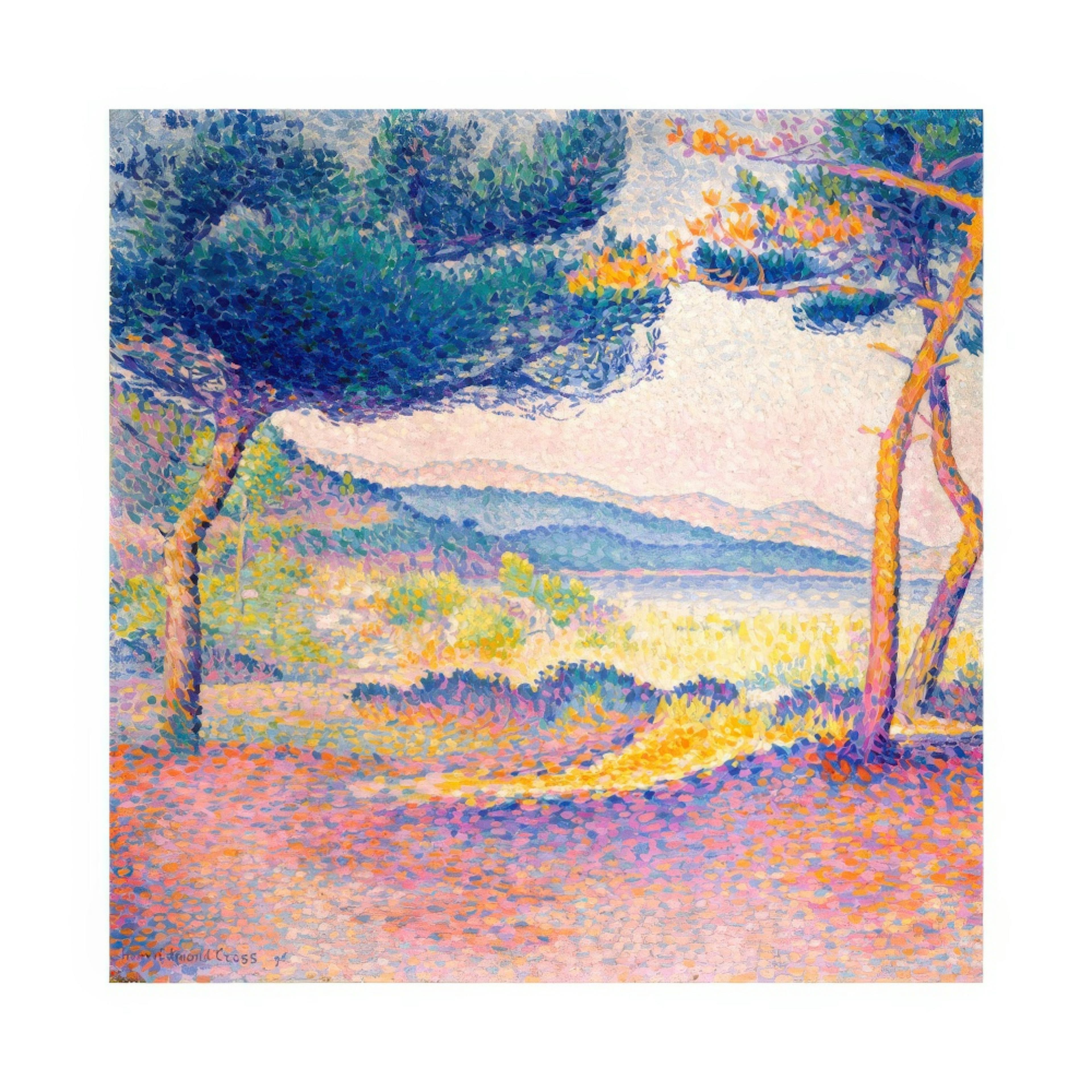 Henri-Edmond Cross - Pines Along the Shore Square Poster 0