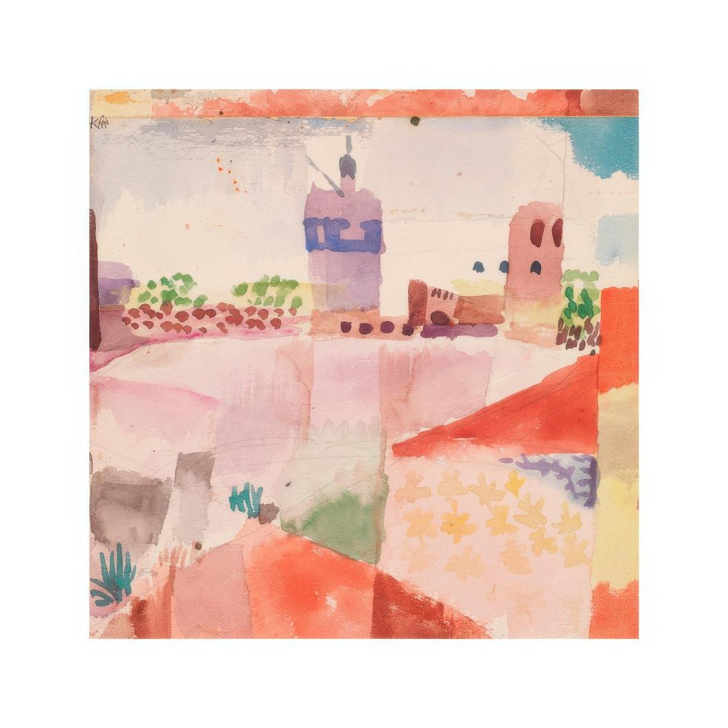 Paul Klee - Hammamet With its Mosque Square Poster (50x50 cm)