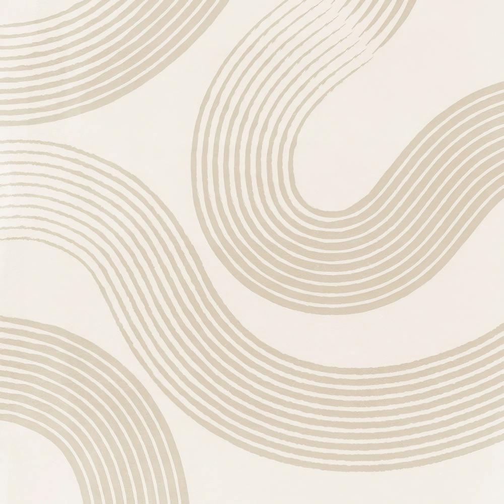 Affiche avec des lignes courbes beiges évoquant des vagues sur un fond clair, pour un décor mural moderne.
