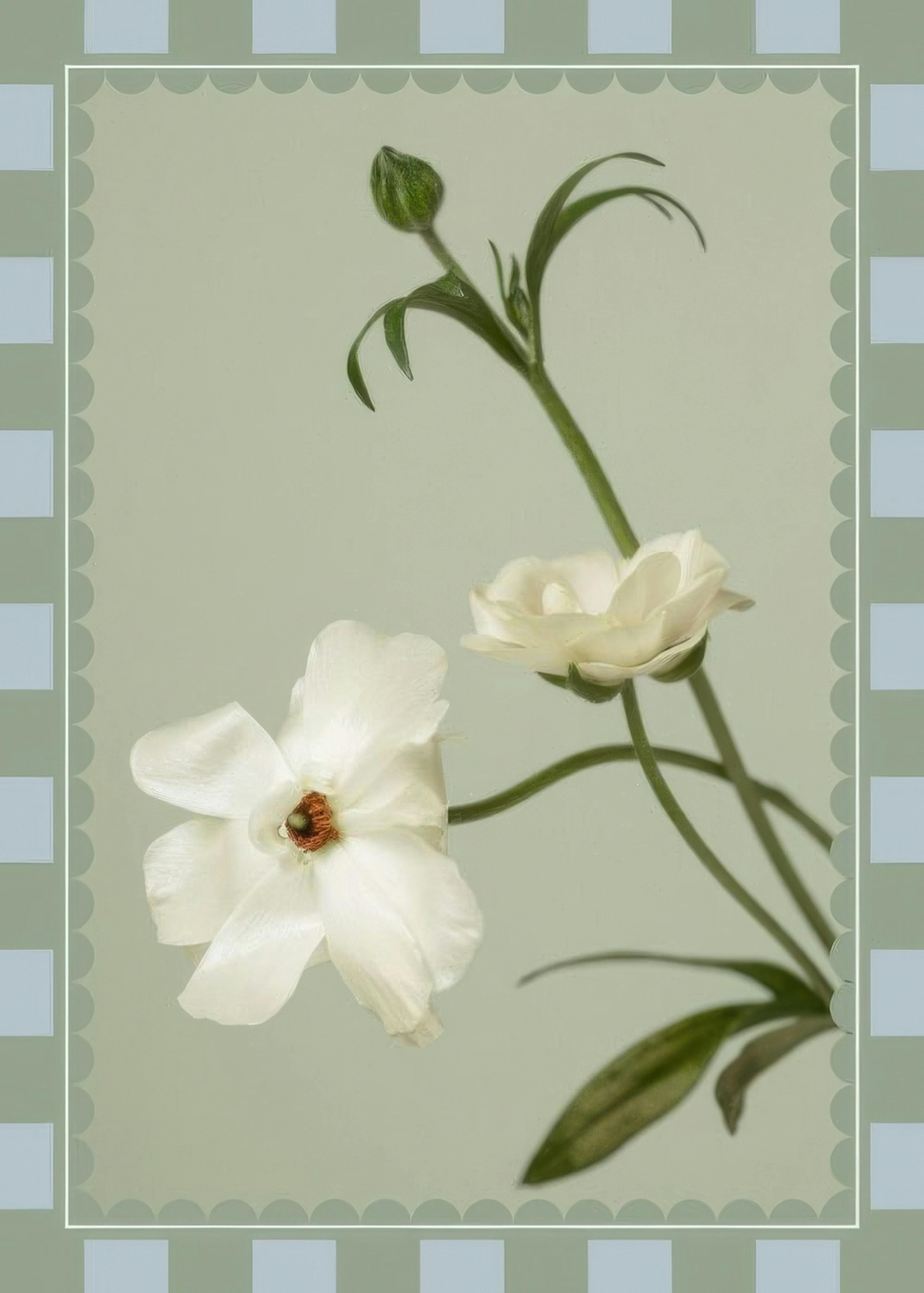 Checkered Flower No1 Print 0