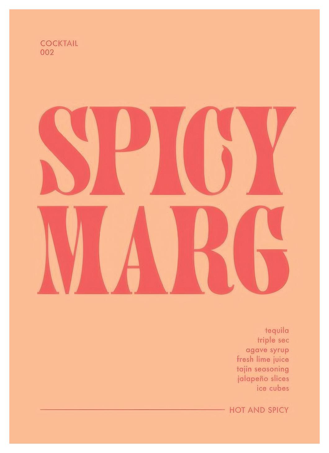 Spicy Margarita Cocktail Poster (21x30 cm) - Wijn & cocktails