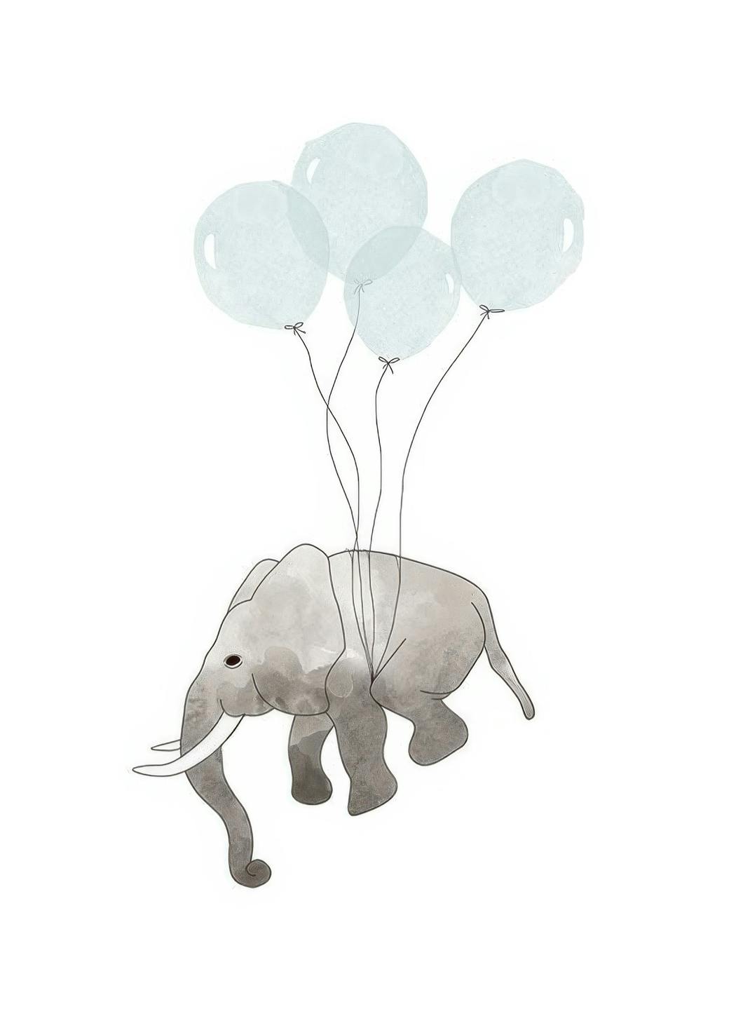 Elephant Blue Poster (30x40 cm)- Cartazes para crianças