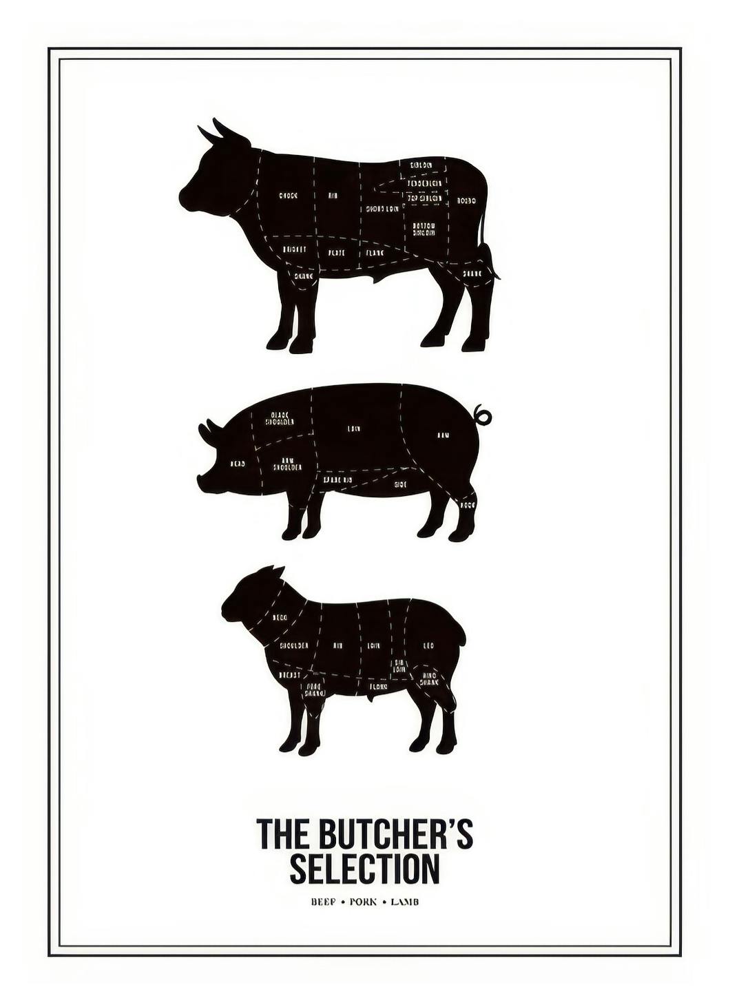 Butchers Selection, Poster (30x40 cm) - Zwart wit posters