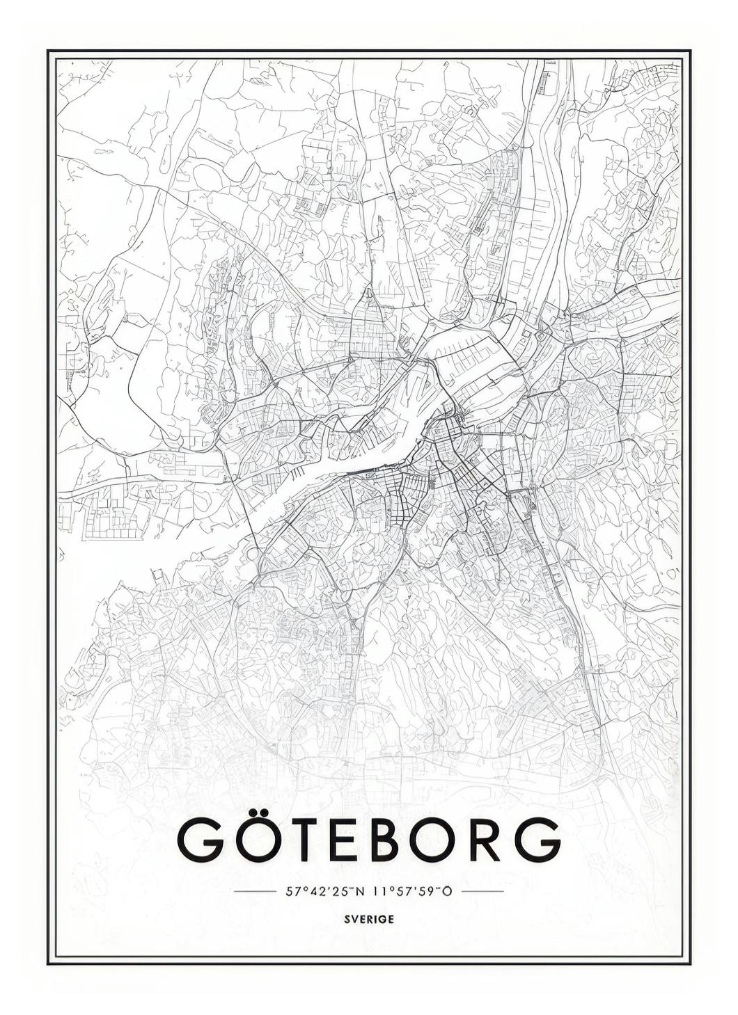 Göteborg Karta Poster (50x70 cm)