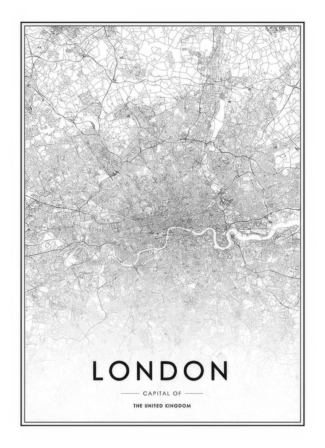 London Karta Poster (30x40 cm)