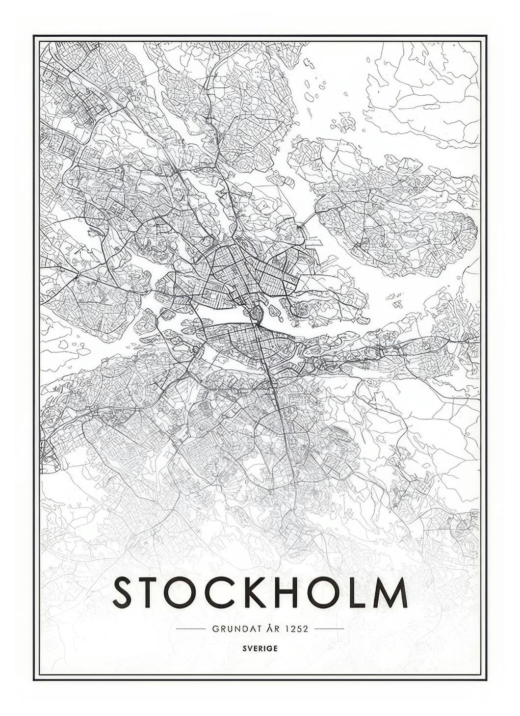 Stockholm, Affiche (30x40 cm) - Affiches noir et blanc