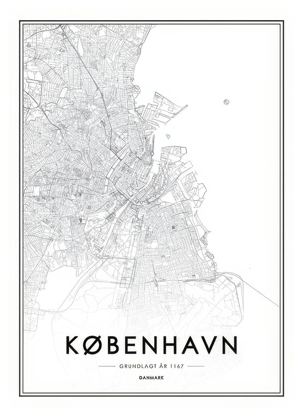 Copenhagen, Plakat (50x70 cm)- Czarno-białe plakaty
