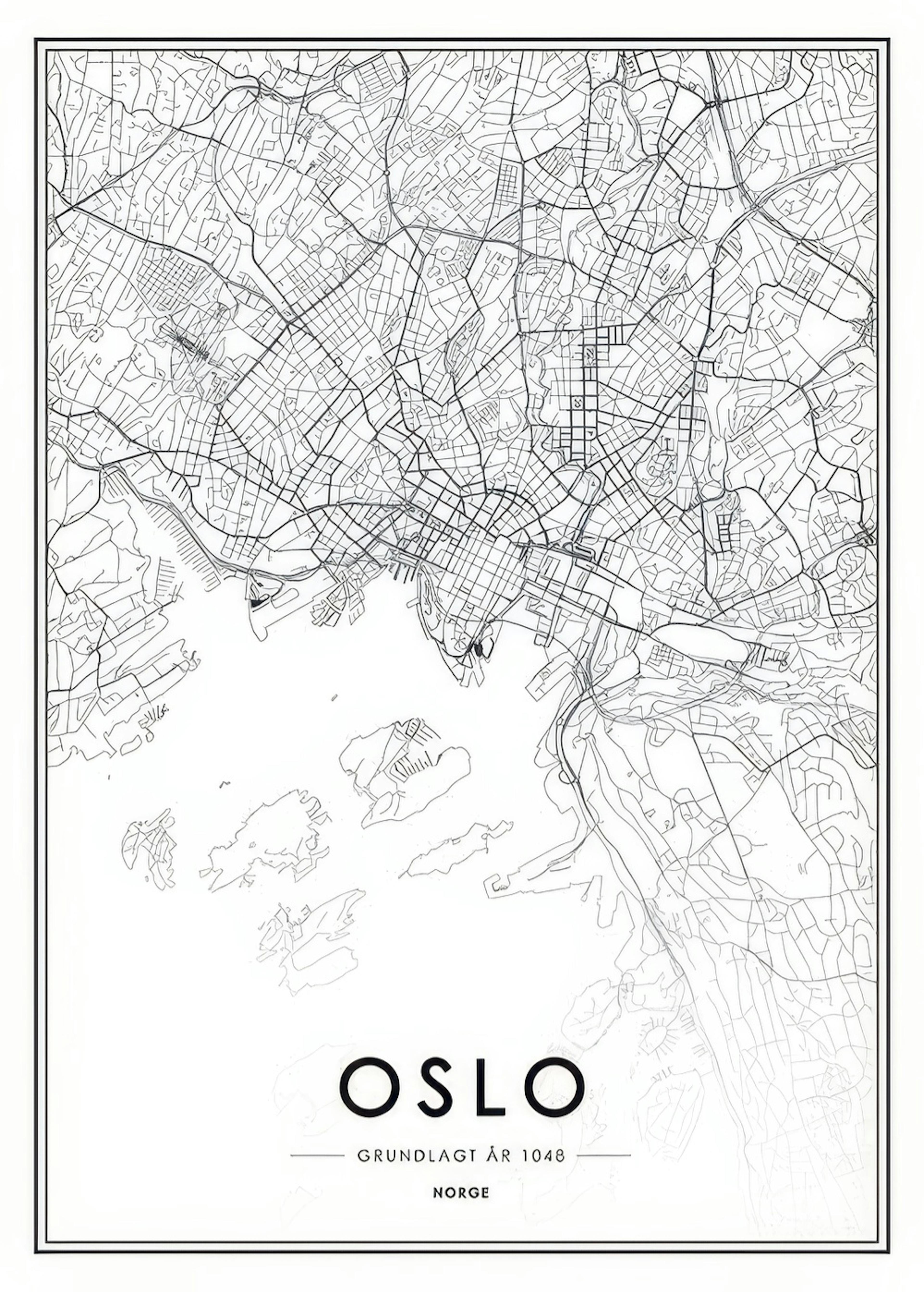 Oslo Map B&W, Poster 0