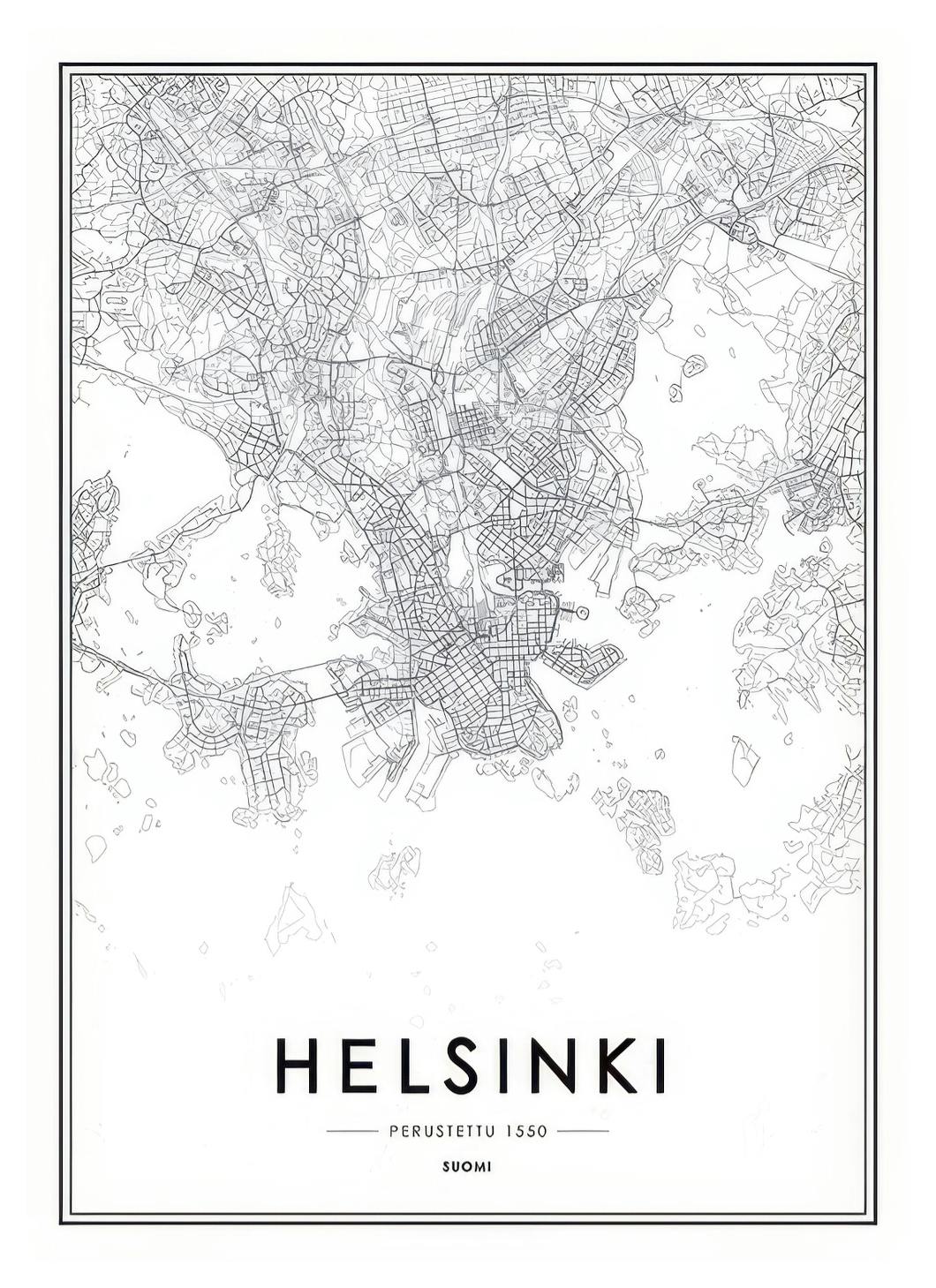 Prints - Helsinki Map, Print (50x70 cm) - Maps and cities posters