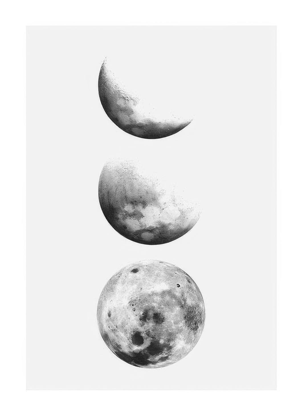 Moon Phase, Plakat (30x40 cm)- Czarno-białe plakaty