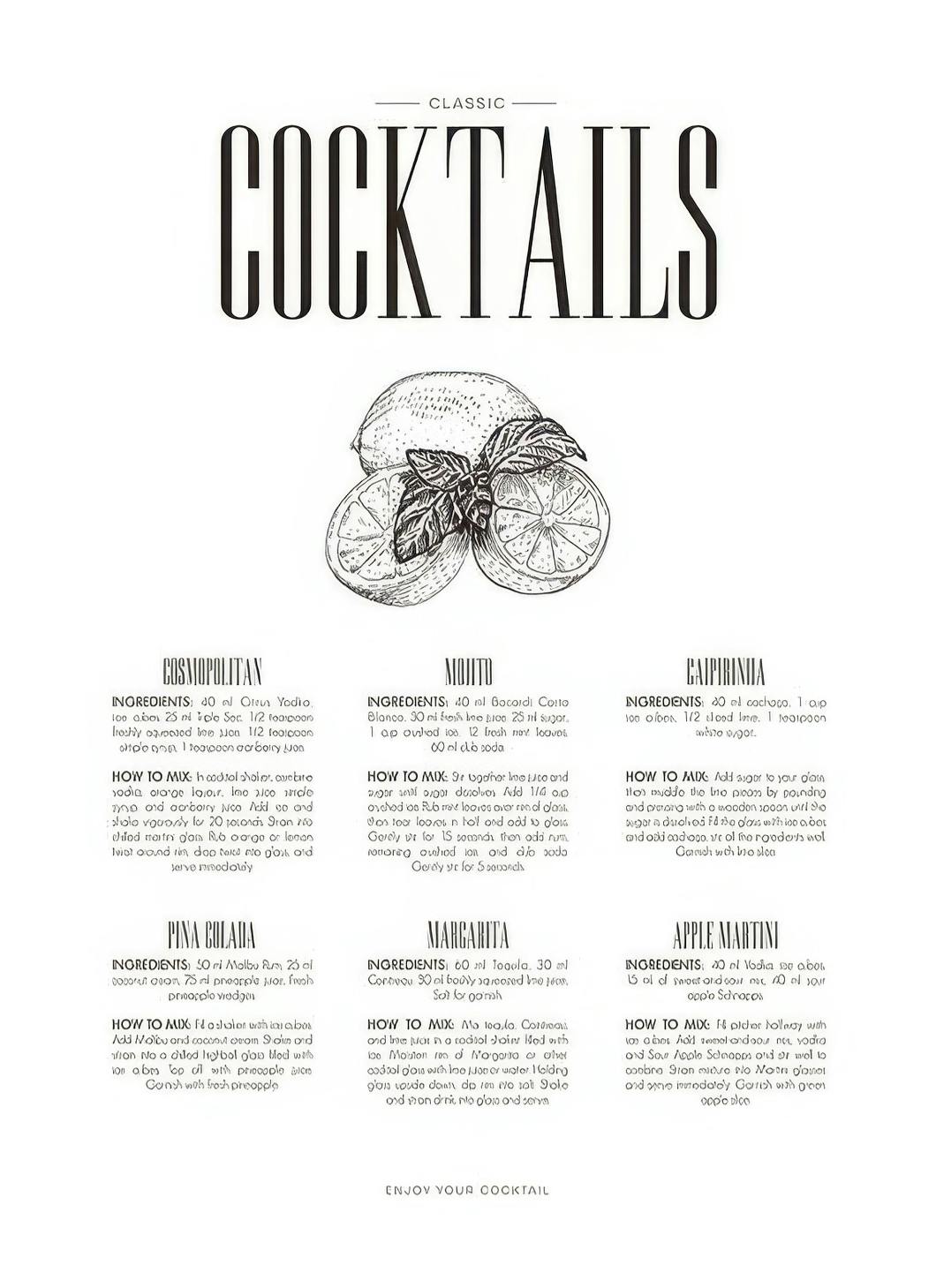 Prints - Cocktails, Print (50x70 cm) - Kitchen wall art