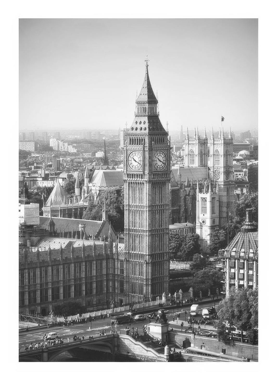 Big Ben, Poster (50x70 cm) - Zwart wit posters