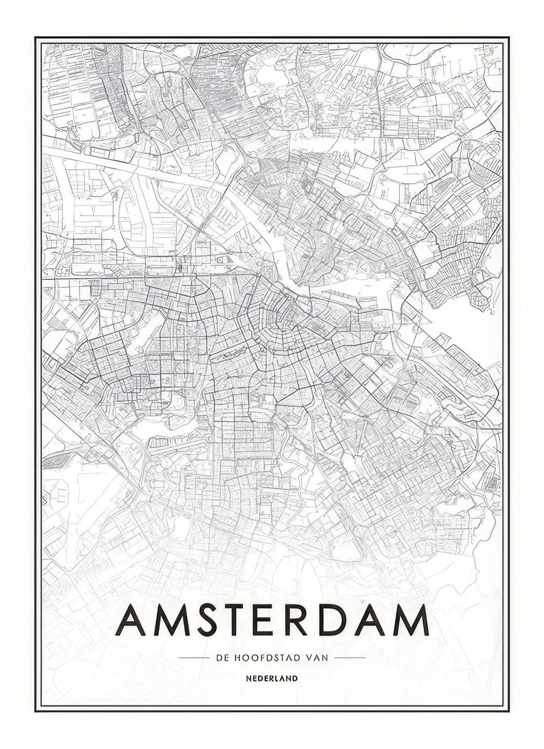 Amsterdam Map, Poster (50x70 cm) -  Landkarten- und Städteposter