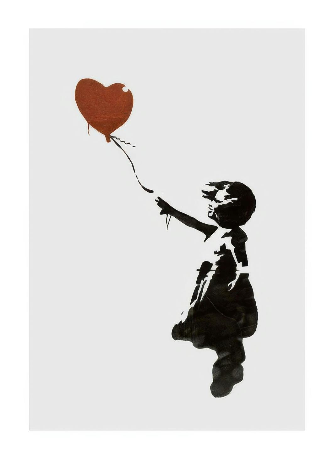 Prints - Girl With Love Balloon Grey, Print (30x40 cm) - Kids wall art