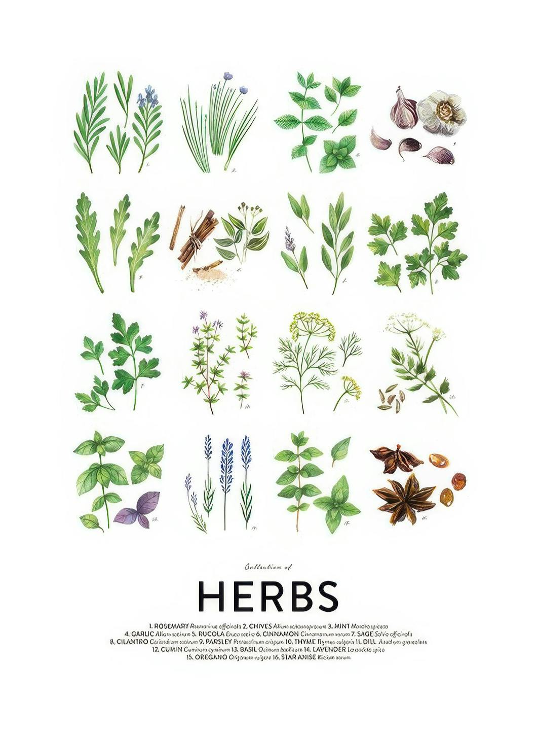 Culinary Herbs, Affiches (30x40 cm) - Affiches de recettes cuisine