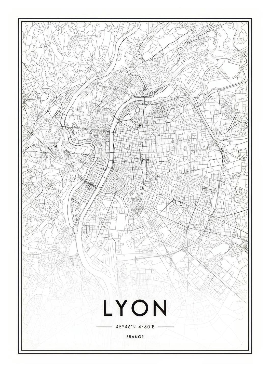 Lyon Poster (50x70 cm) -  Schwarz-Weiß-Bilder