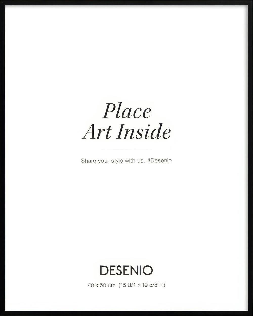 Schwarzer Metallrahmen mit Acrylglas, schlankes Aluminiumprofil für Poster, hoch- oder querformatige Wandmontage.