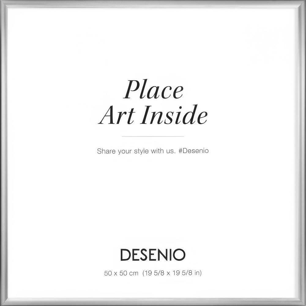 Silver metal picture frame for art prints with a white background, featuring the text Place Art Inside.