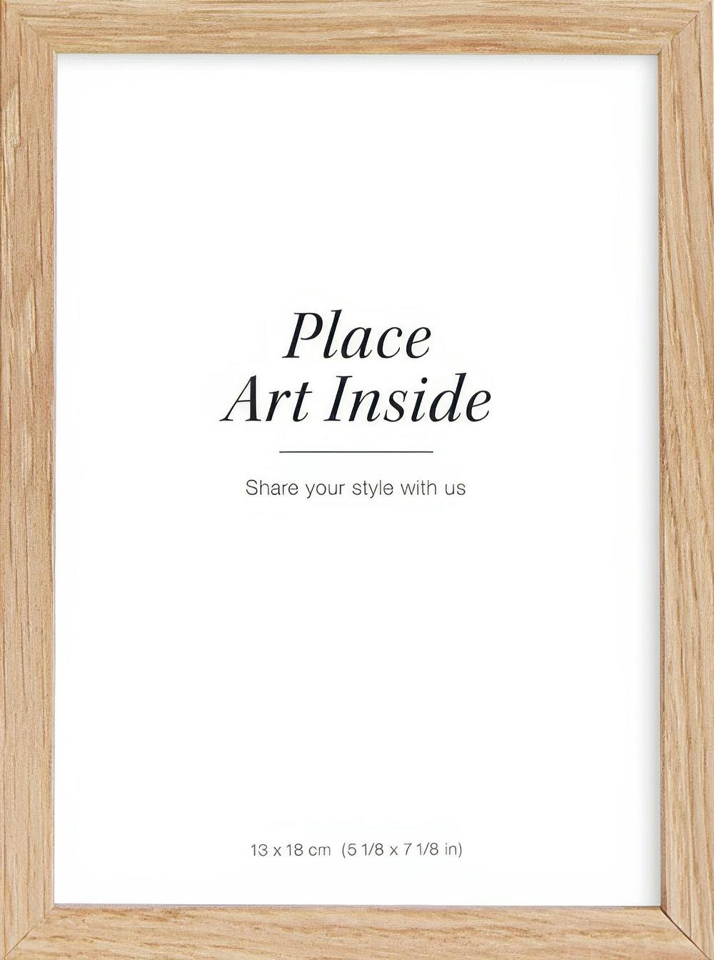 Oak wood picture frame with plexi, natural visible grain, and white mat for displaying photos or art.