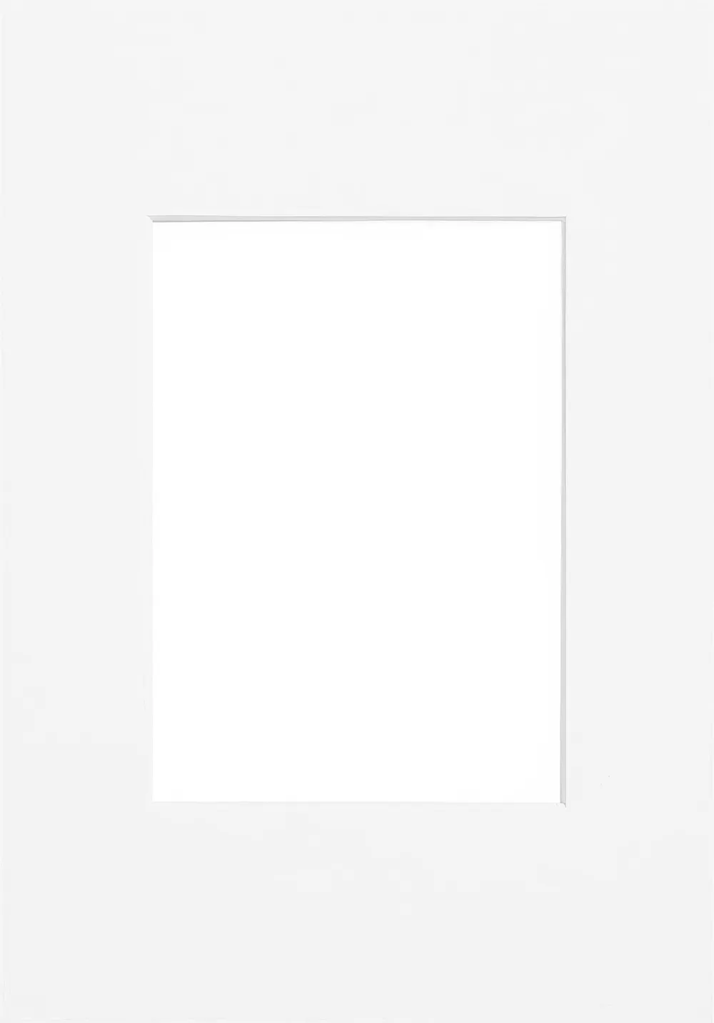 흰색 종이 매트가 있는 빈 포스터, 중앙에 사각형 개구부가 있습니다.