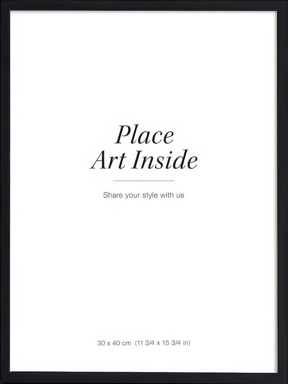 Black wood frame with plexiglass, perfect for displaying prints and art.