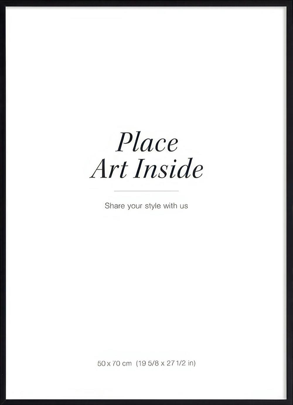 Black wood frame with plexi glass, displaying Place Art Inside text on a white background.
