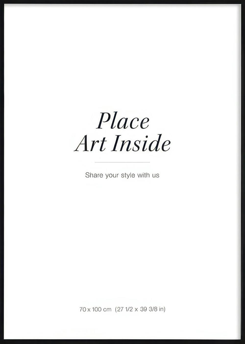 Black wood frame for 70x100 cm posters with clear plexiglass. Ideal for displaying art or photos.