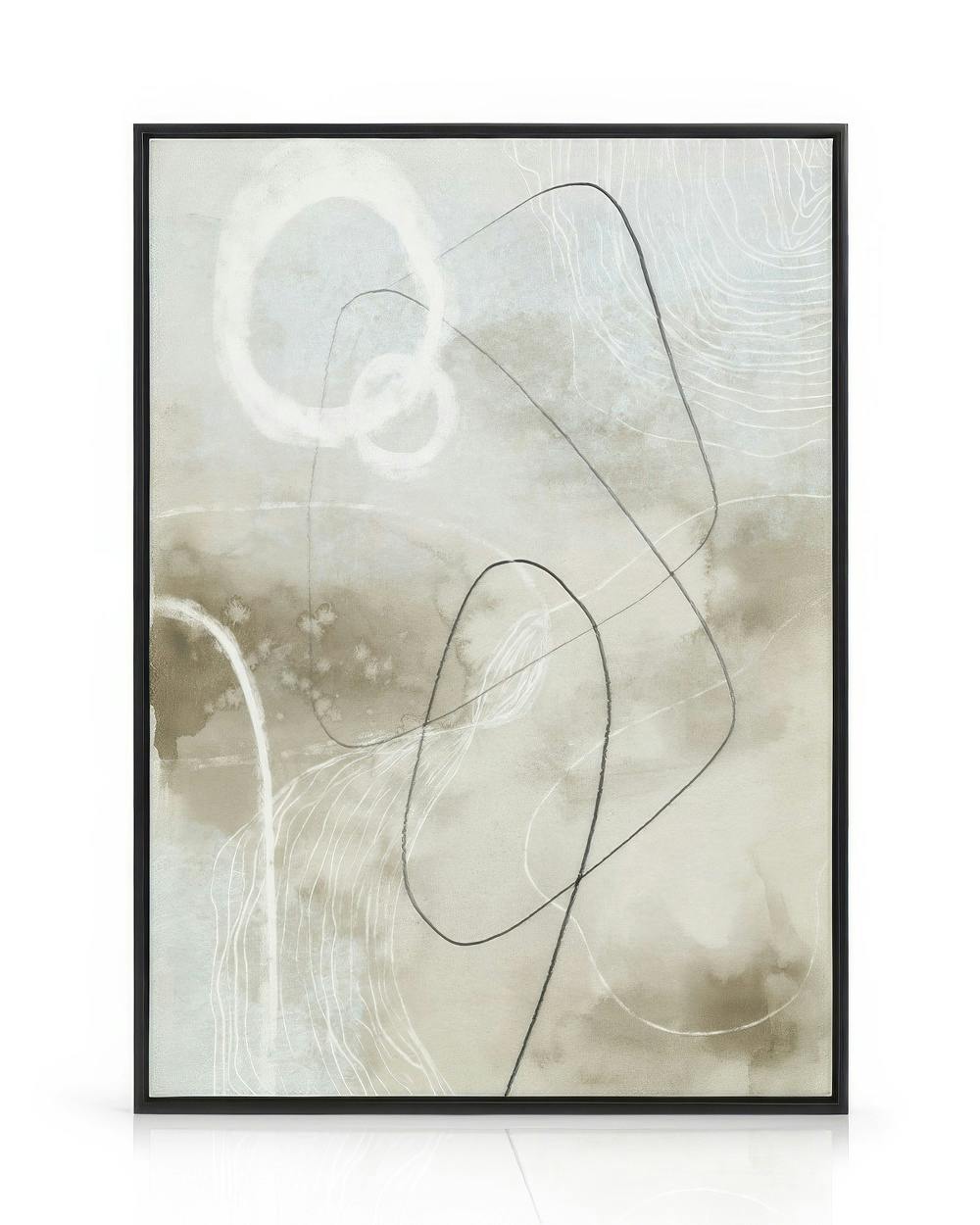 Soft Abstract Lines No2 Canvas (50x50 cm - Fotolijst Zwart)