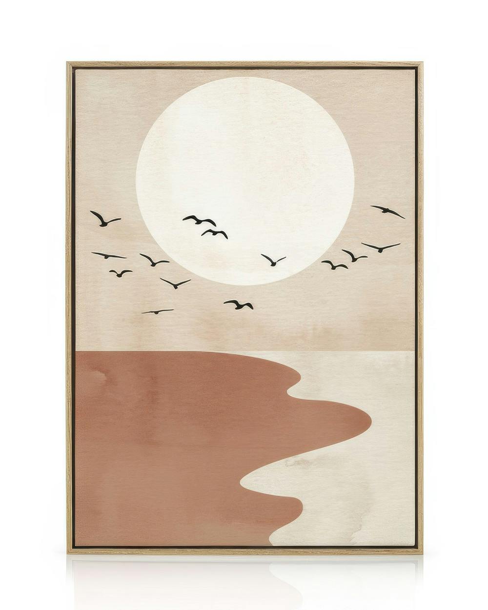 Sunset Beach Canvas (50x70 cm - Fotolijst Eiken)