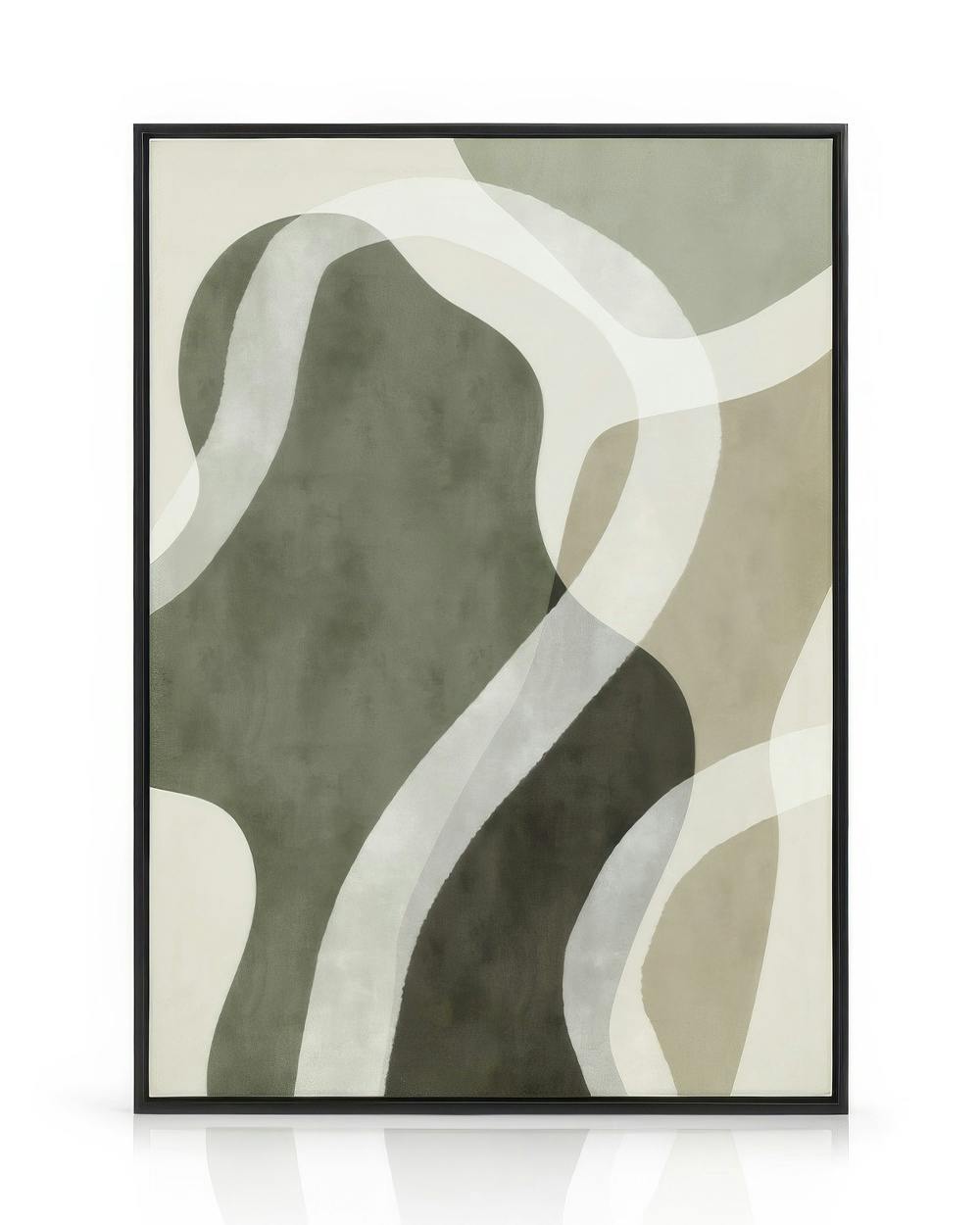 Abstract Green Shapes No1 Canvas (50x70 cm - Fotolijst Zwart)