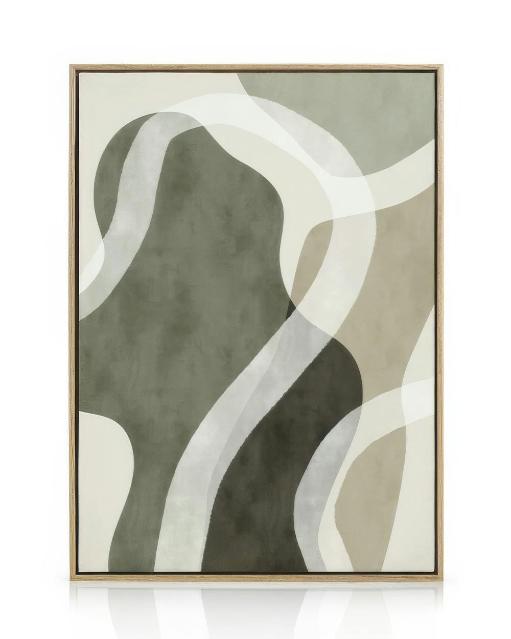 Abstract Green Shapes No1 Canvas print (50x50 cm - Oak Frame)