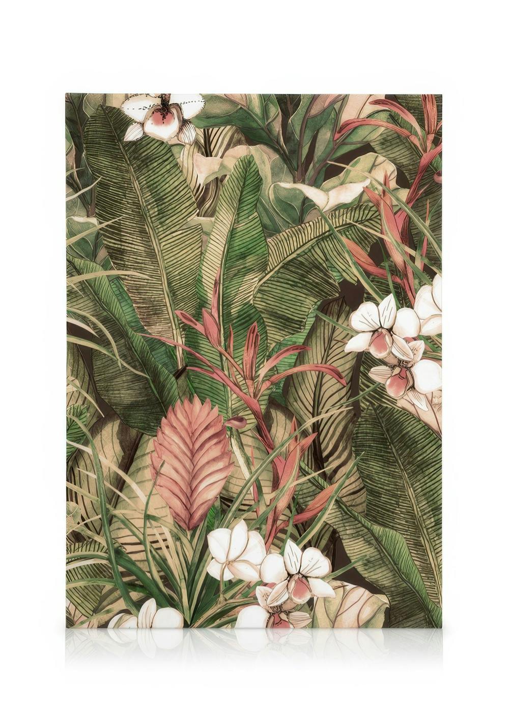 Botanical Pattern No1 Tableau sur toile (50x70 cm - Cadre de chêne) - Plantes vertes